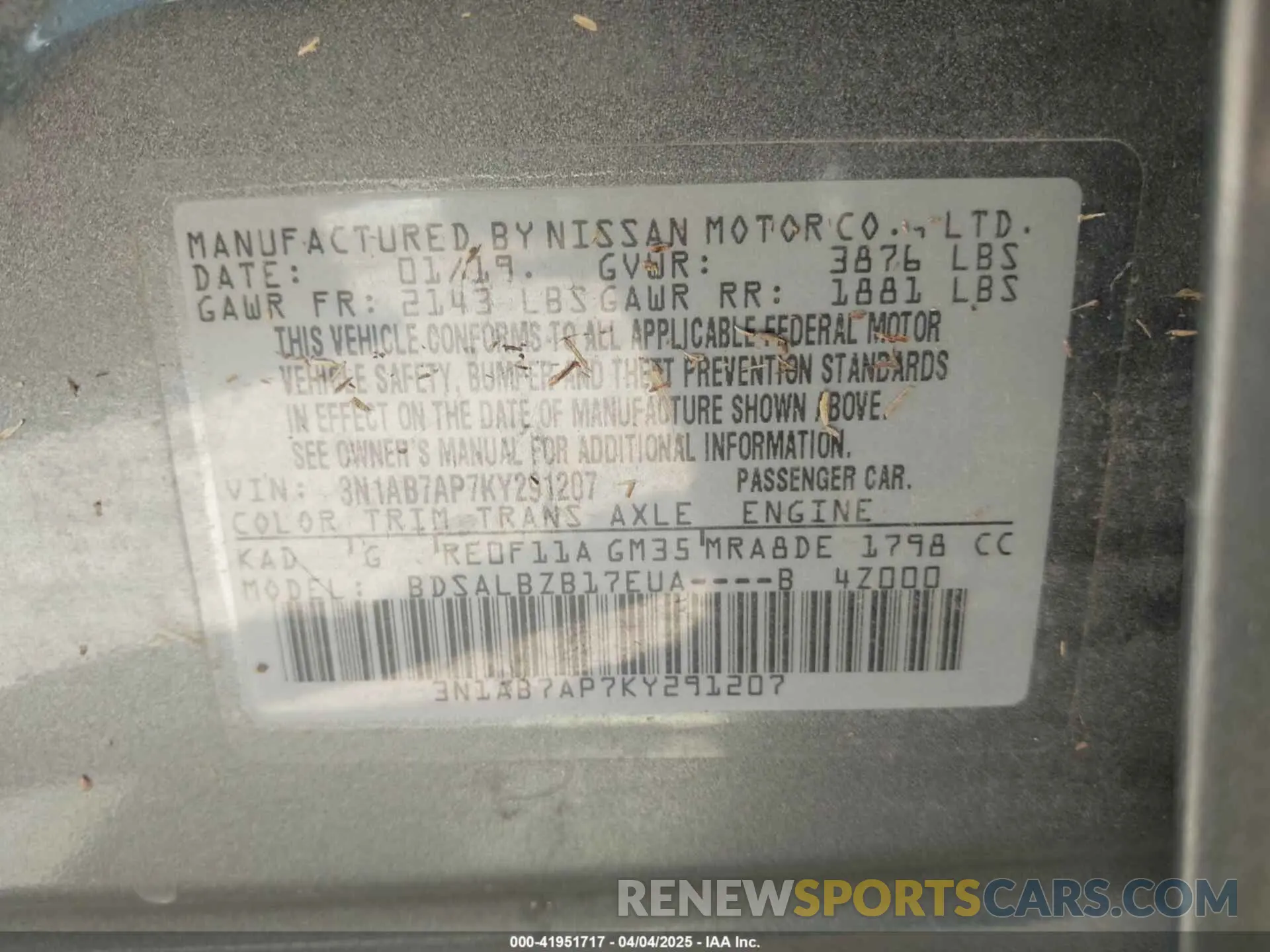 9 Photograph of a damaged car 3N1AB7AP7KY291207 NISSAN SENTRA 2019