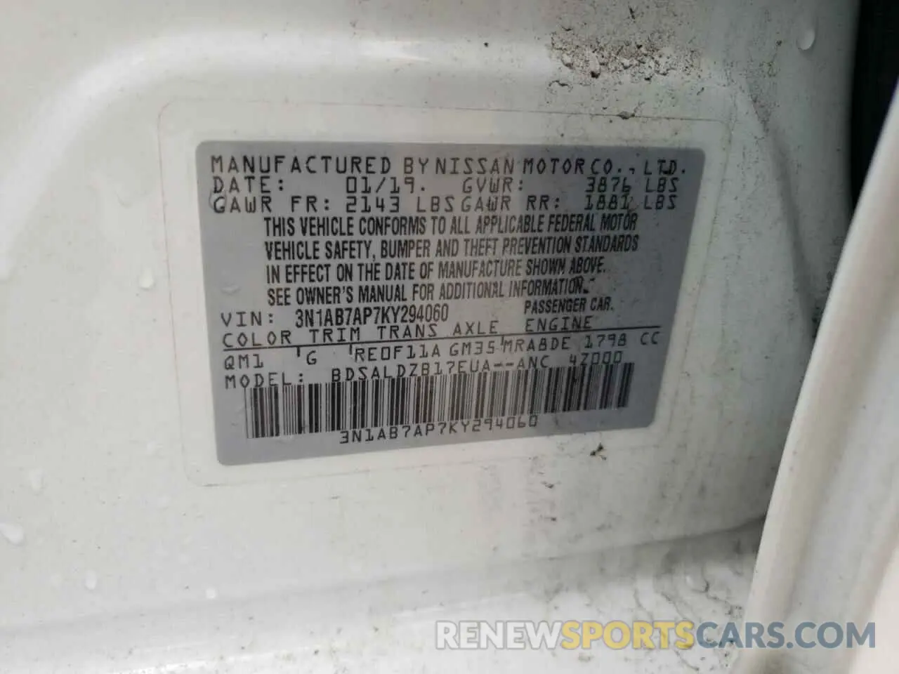 12 Photograph of a damaged car 3N1AB7AP7KY294060 NISSAN SENTRA 2019