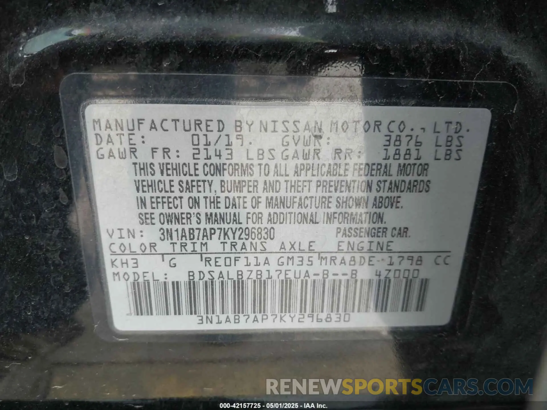 9 Photograph of a damaged car 3N1AB7AP7KY296830 NISSAN SENTRA 2019