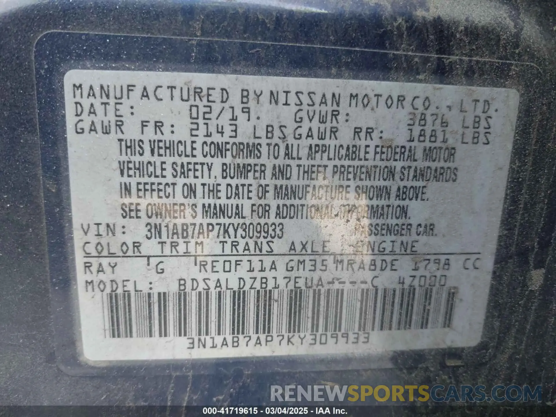 9 Photograph of a damaged car 3N1AB7AP7KY309933 NISSAN SENTRA 2019