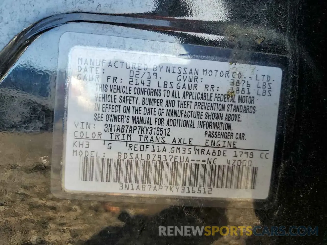 14 Photograph of a damaged car 3N1AB7AP7KY316512 NISSAN SENTRA 2019