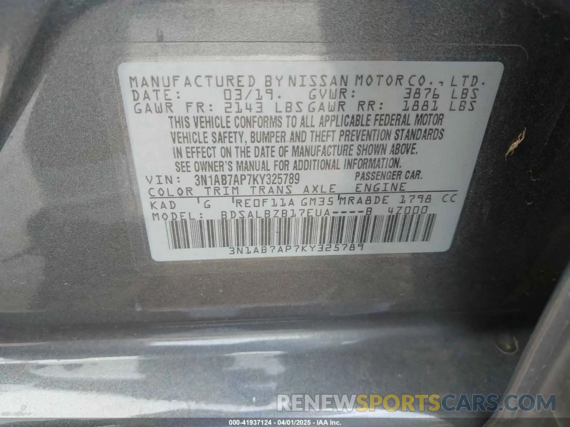 9 Photograph of a damaged car 3N1AB7AP7KY325789 NISSAN SENTRA 2019