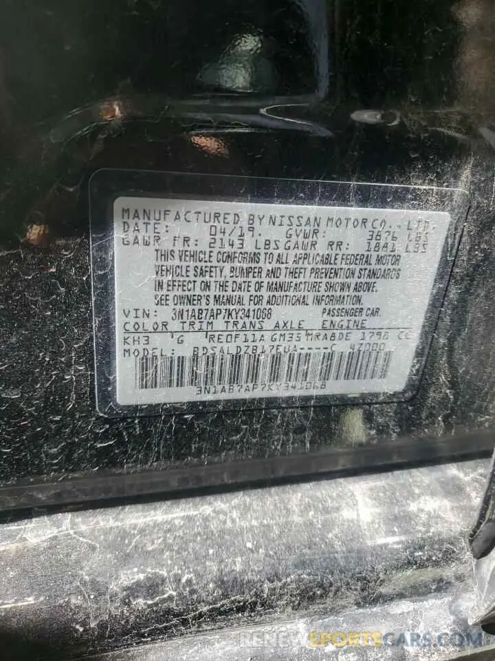 12 Photograph of a damaged car 3N1AB7AP7KY341068 NISSAN SENTRA 2019