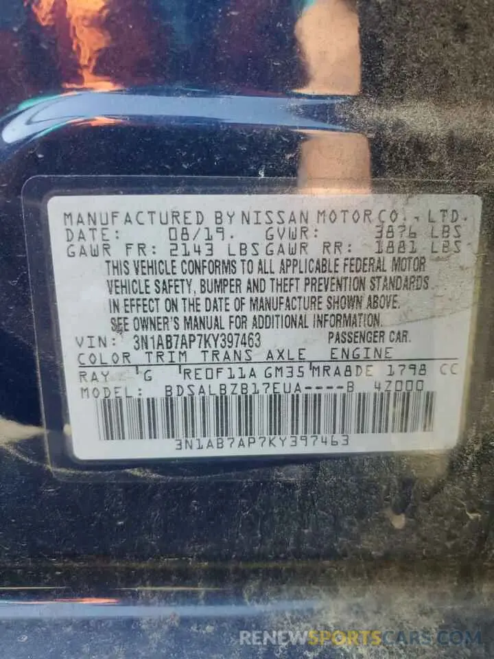 15 Photograph of a damaged car 3N1AB7AP7KY397463 NISSAN SENTRA 2019