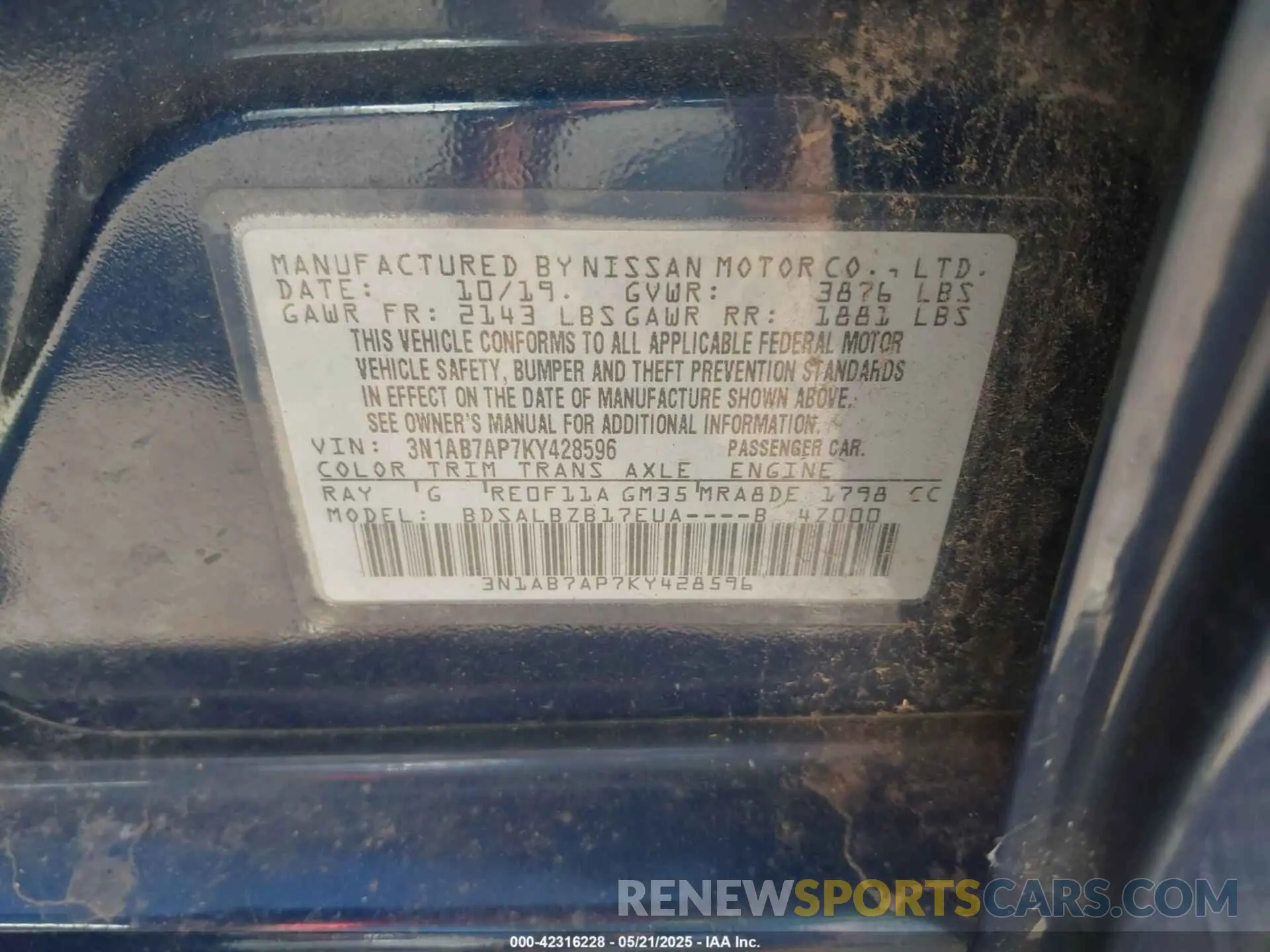 9 Photograph of a damaged car 3N1AB7AP7KY428596 NISSAN SENTRA 2019