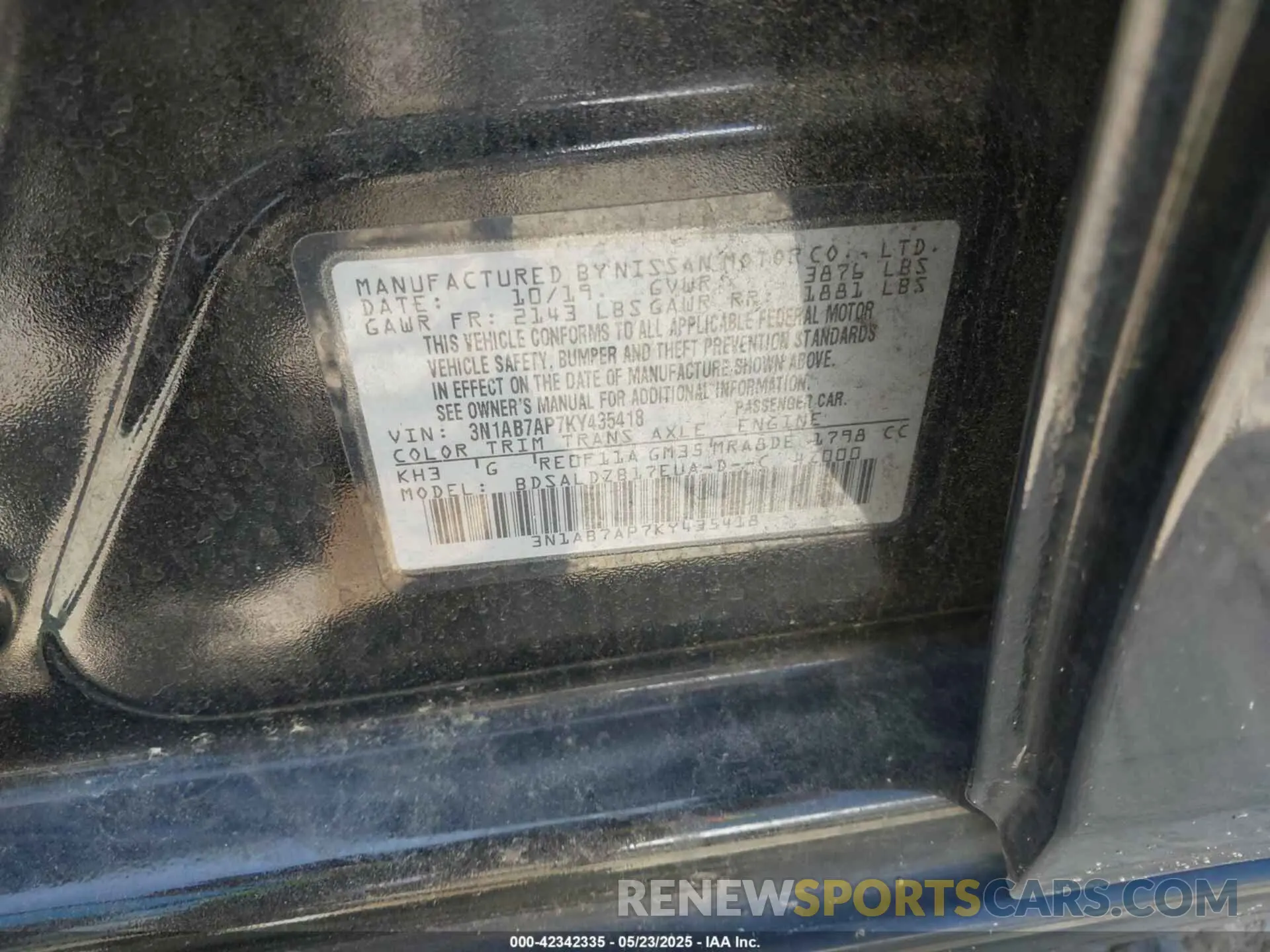 9 Photograph of a damaged car 3N1AB7AP7KY435418 NISSAN SENTRA 2019