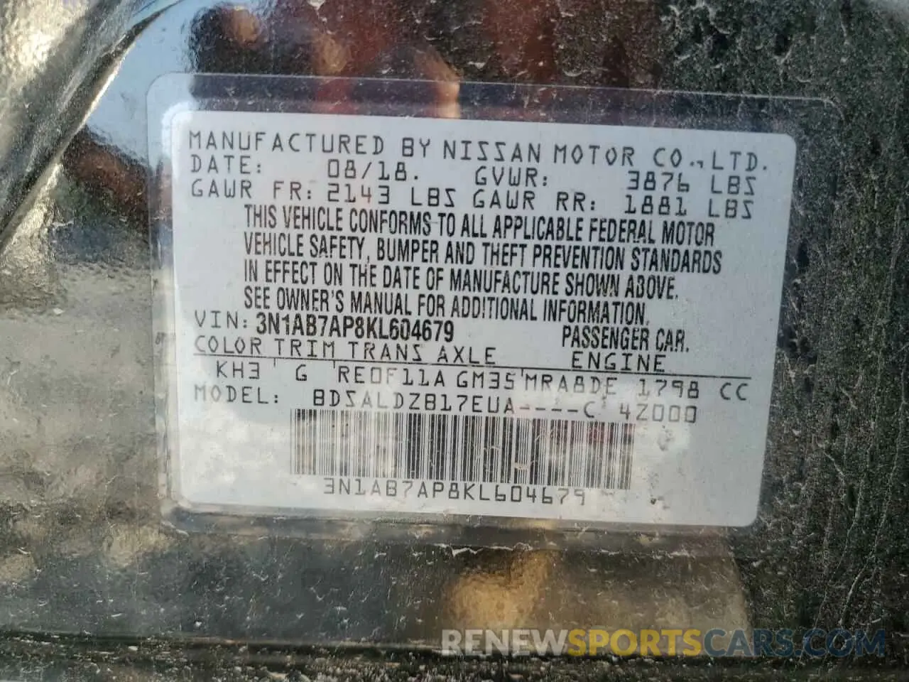 14 Photograph of a damaged car 3N1AB7AP8KL604679 NISSAN SENTRA 2019