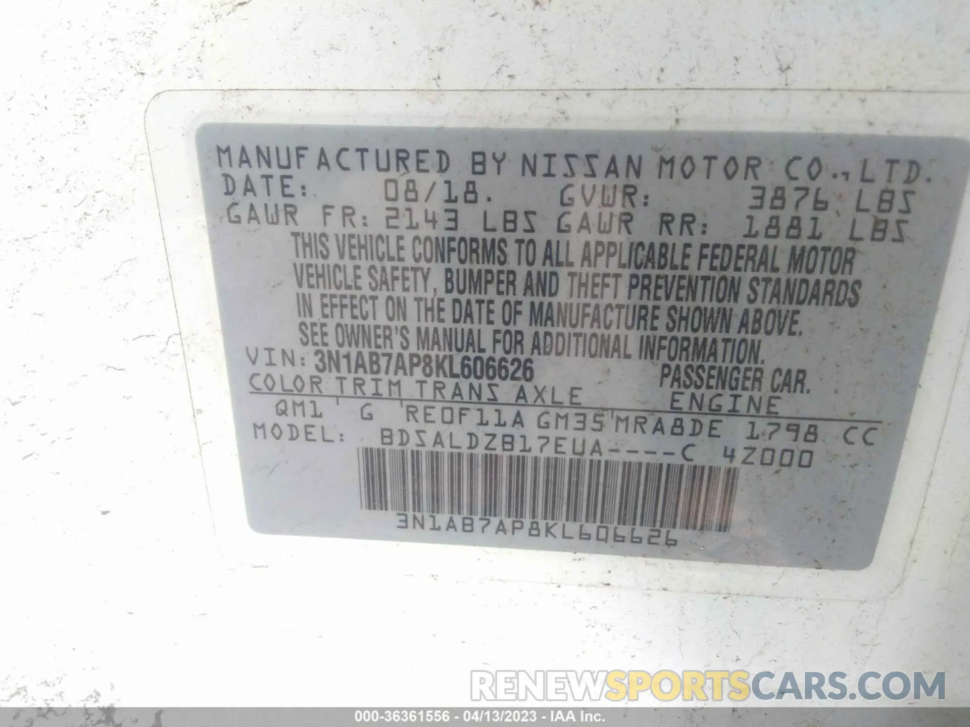 9 Photograph of a damaged car 3N1AB7AP8KL606626 NISSAN SENTRA 2019