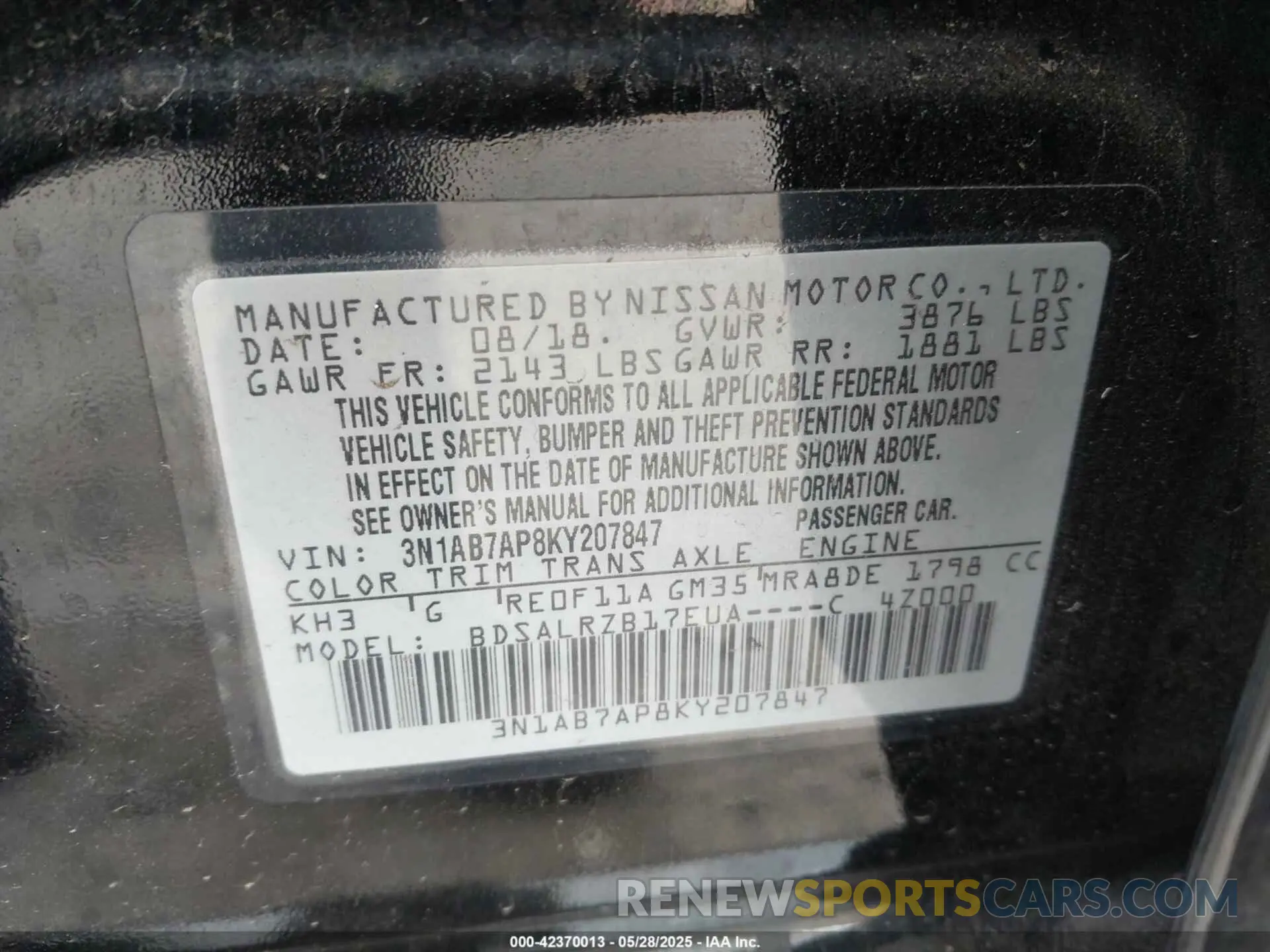9 Photograph of a damaged car 3N1AB7AP8KY207847 NISSAN SENTRA 2019