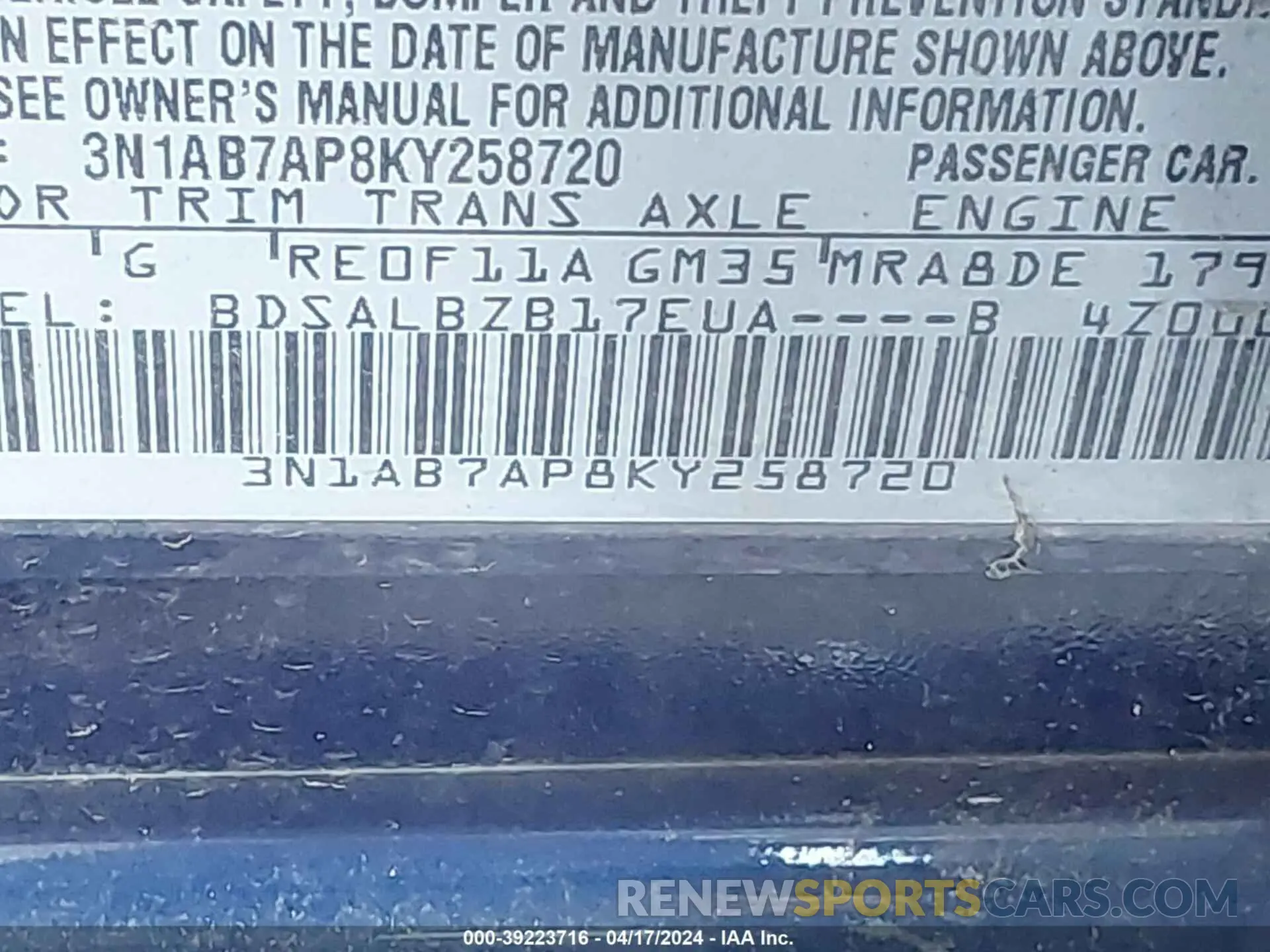 9 Photograph of a damaged car 3N1AB7AP8KY258720 NISSAN SENTRA 2019