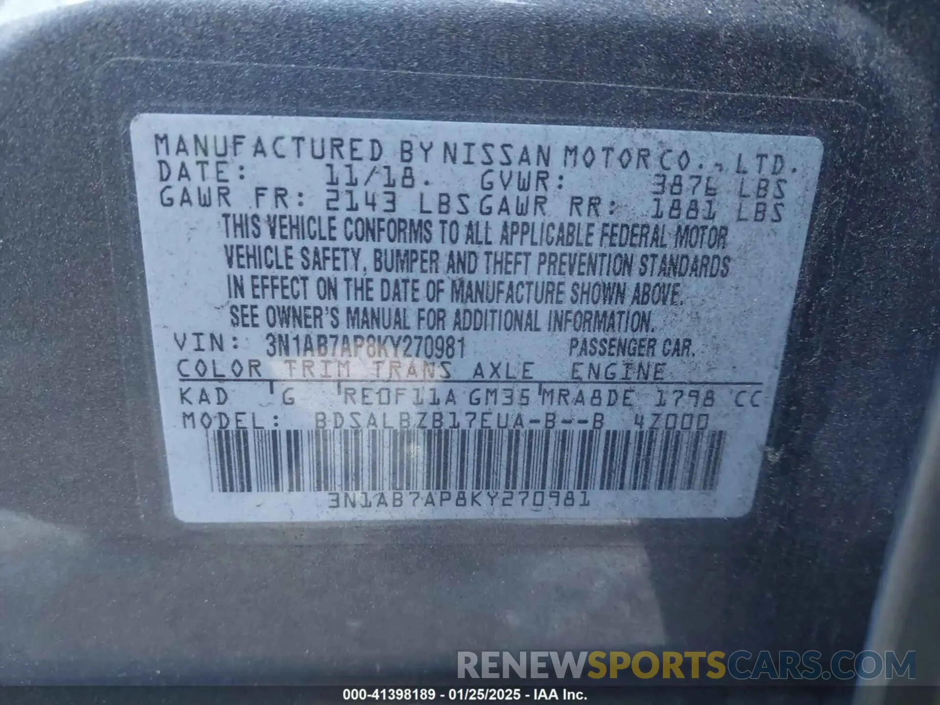 9 Photograph of a damaged car 3N1AB7AP8KY270981 NISSAN SENTRA 2019