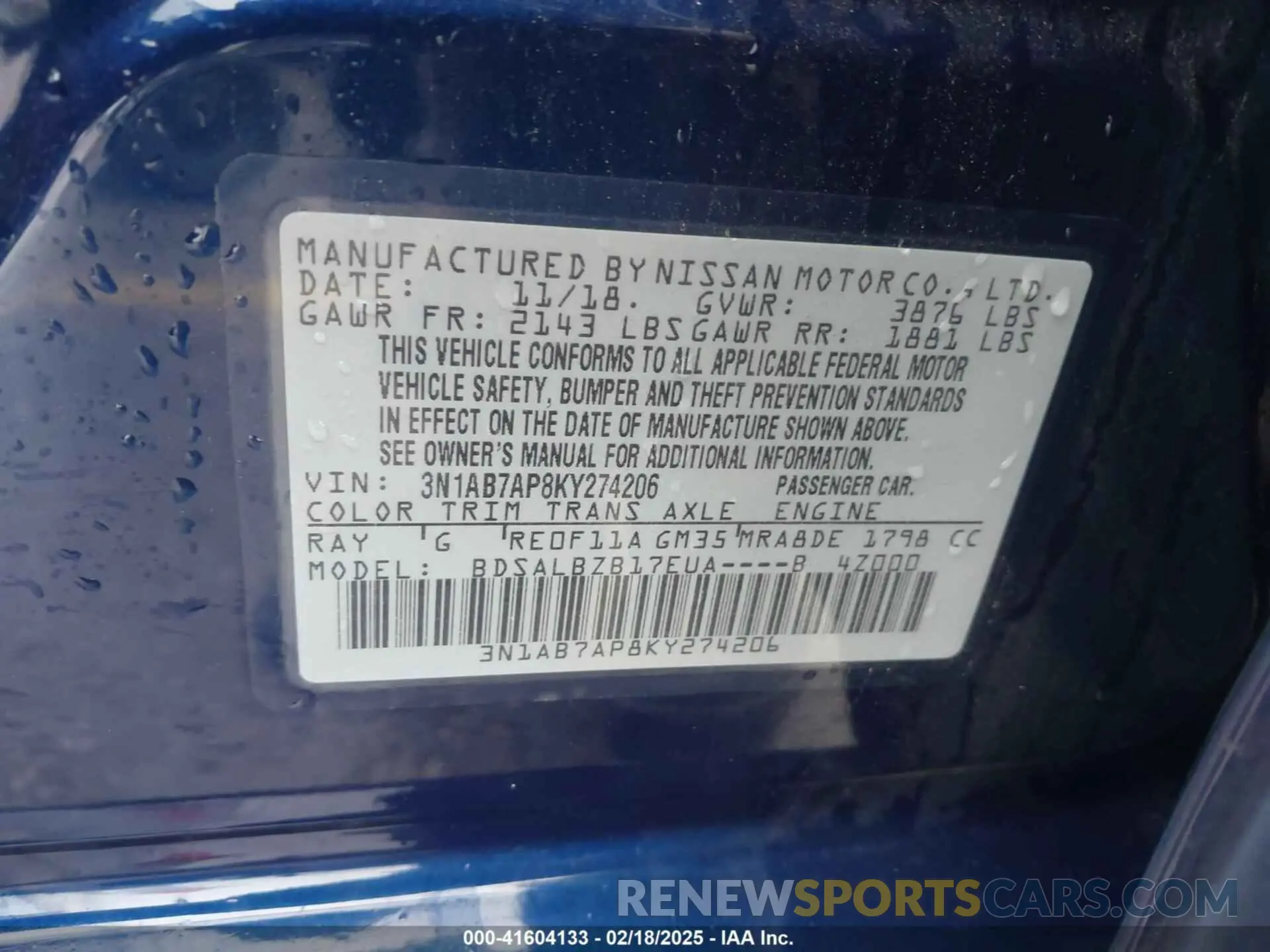 9 Photograph of a damaged car 3N1AB7AP8KY274206 NISSAN SENTRA 2019