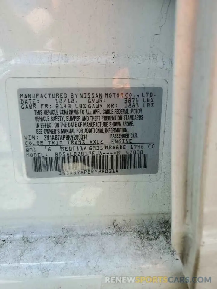 12 Photograph of a damaged car 3N1AB7AP8KY280314 NISSAN SENTRA 2019