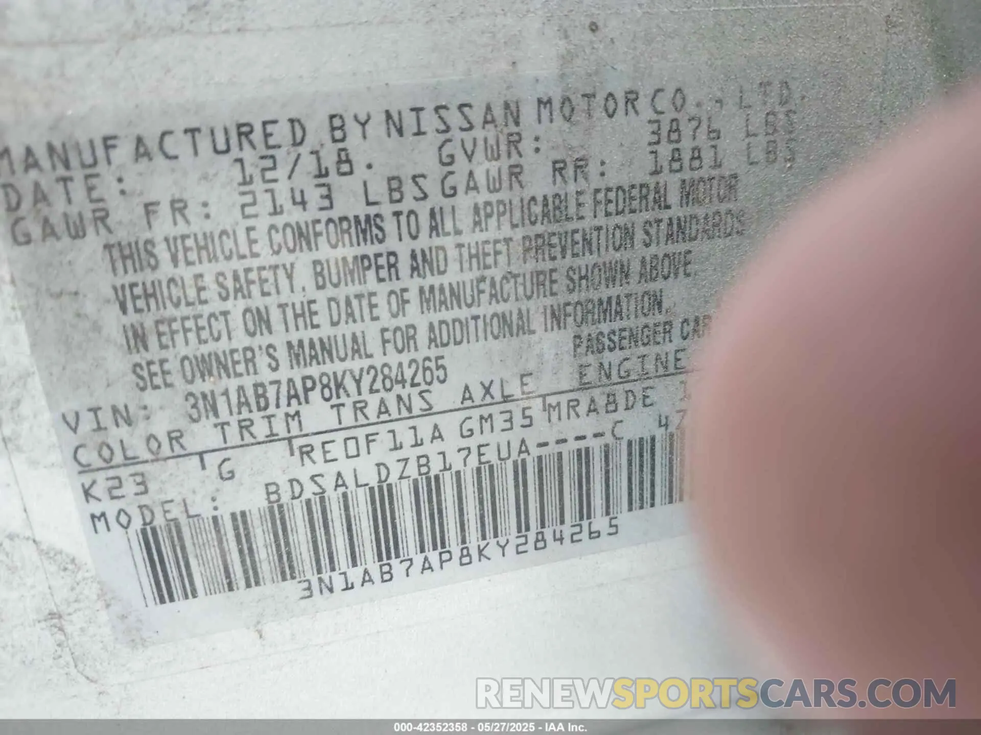 9 Photograph of a damaged car 3N1AB7AP8KY284265 NISSAN SENTRA 2019