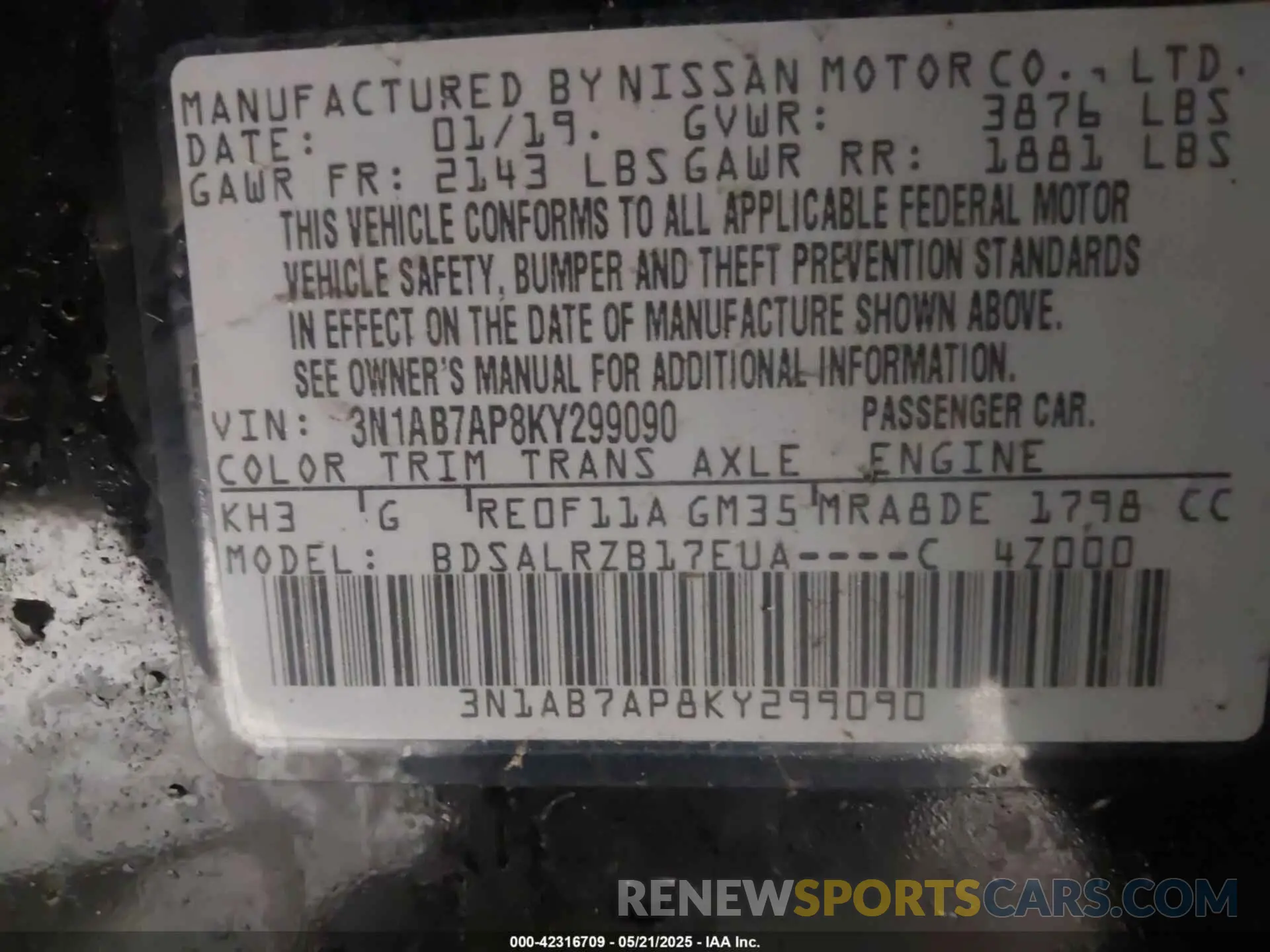 9 Photograph of a damaged car 3N1AB7AP8KY299090 NISSAN SENTRA 2019