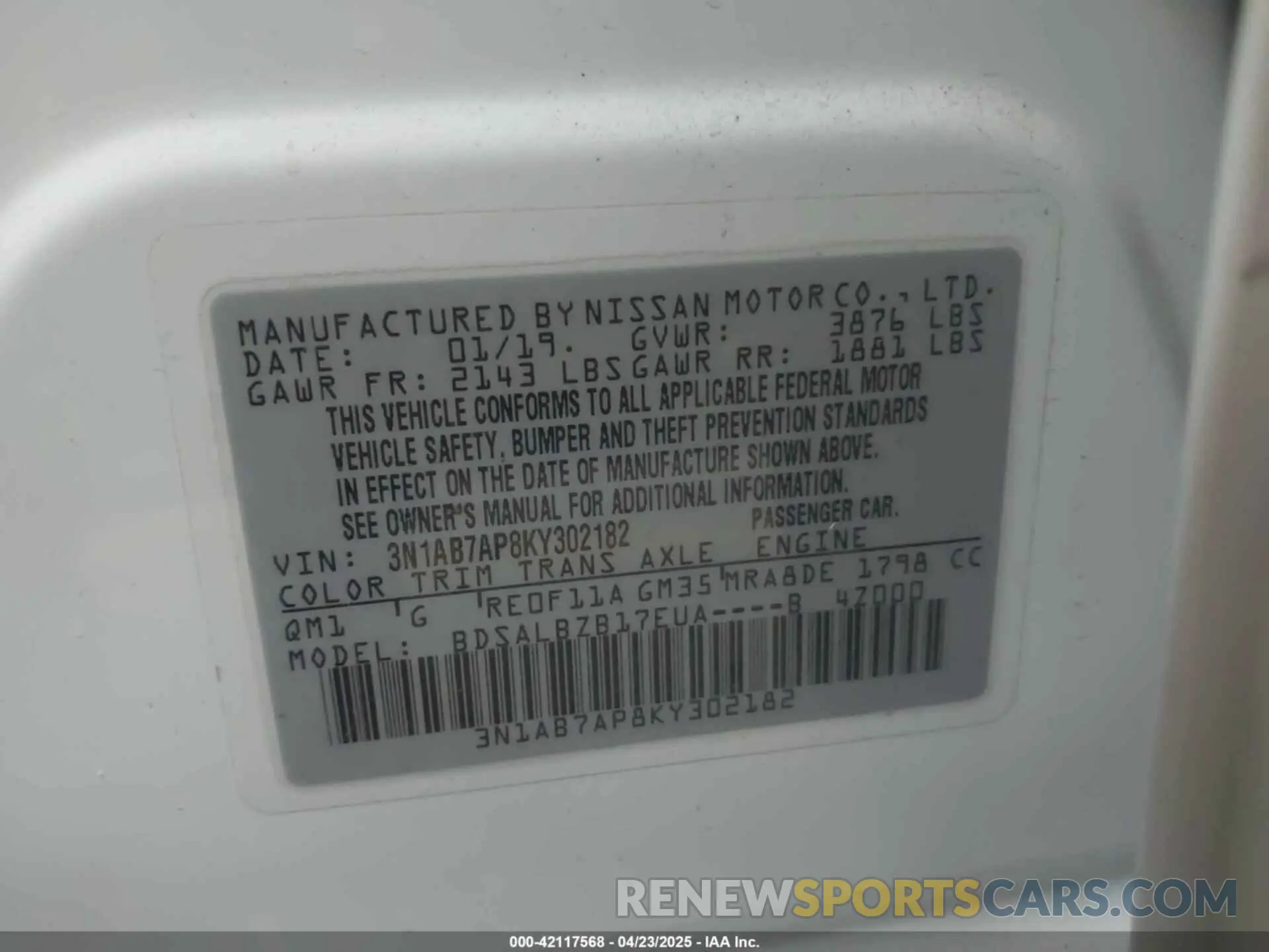 9 Photograph of a damaged car 3N1AB7AP8KY302182 NISSAN SENTRA 2019