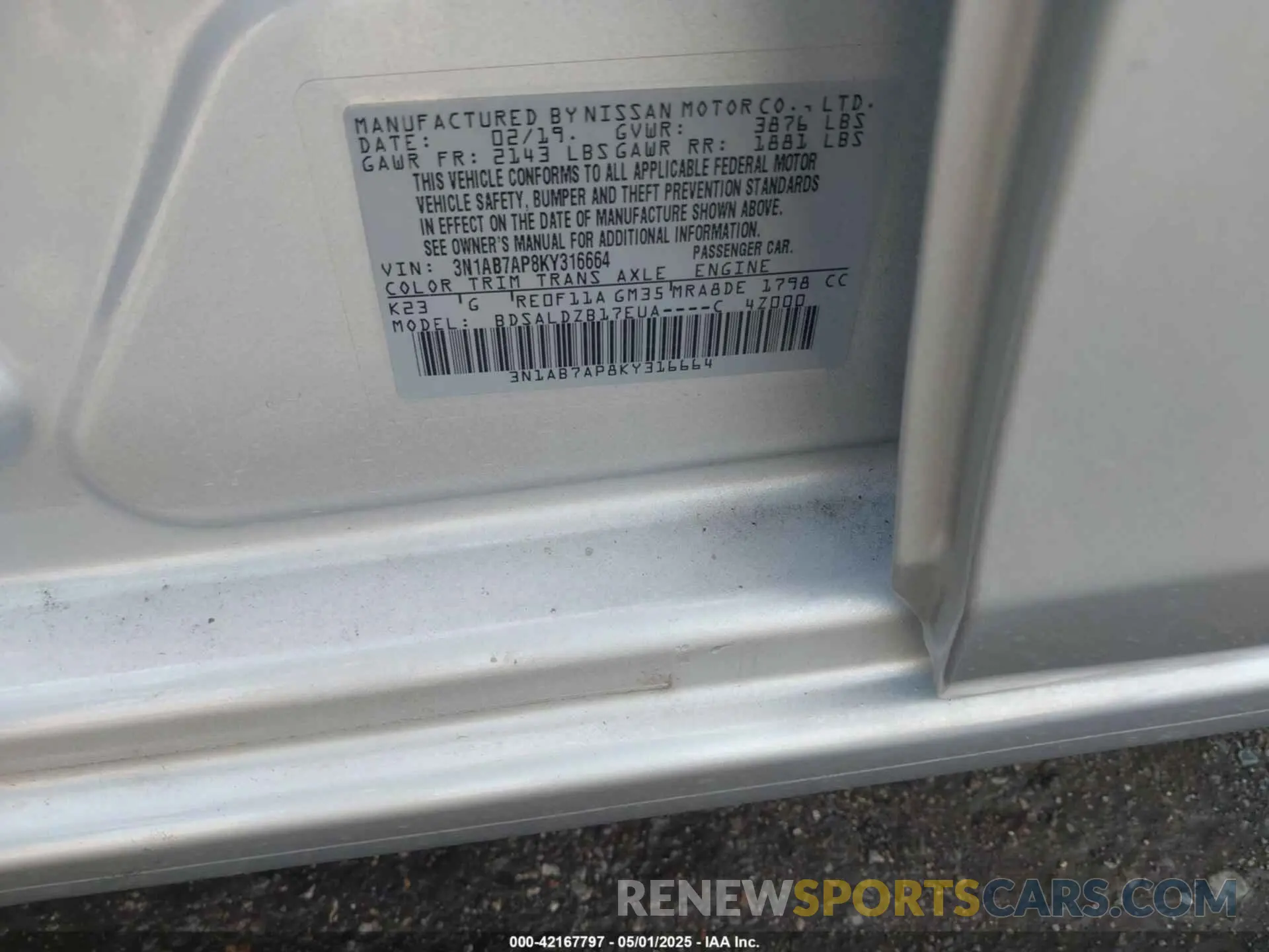 9 Photograph of a damaged car 3N1AB7AP8KY316664 NISSAN SENTRA 2019