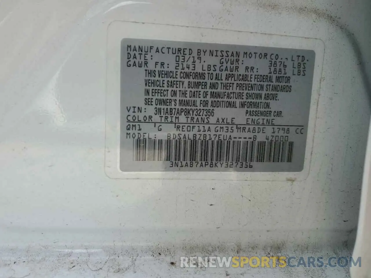 15 Photograph of a damaged car 3N1AB7AP8KY327356 NISSAN SENTRA 2019