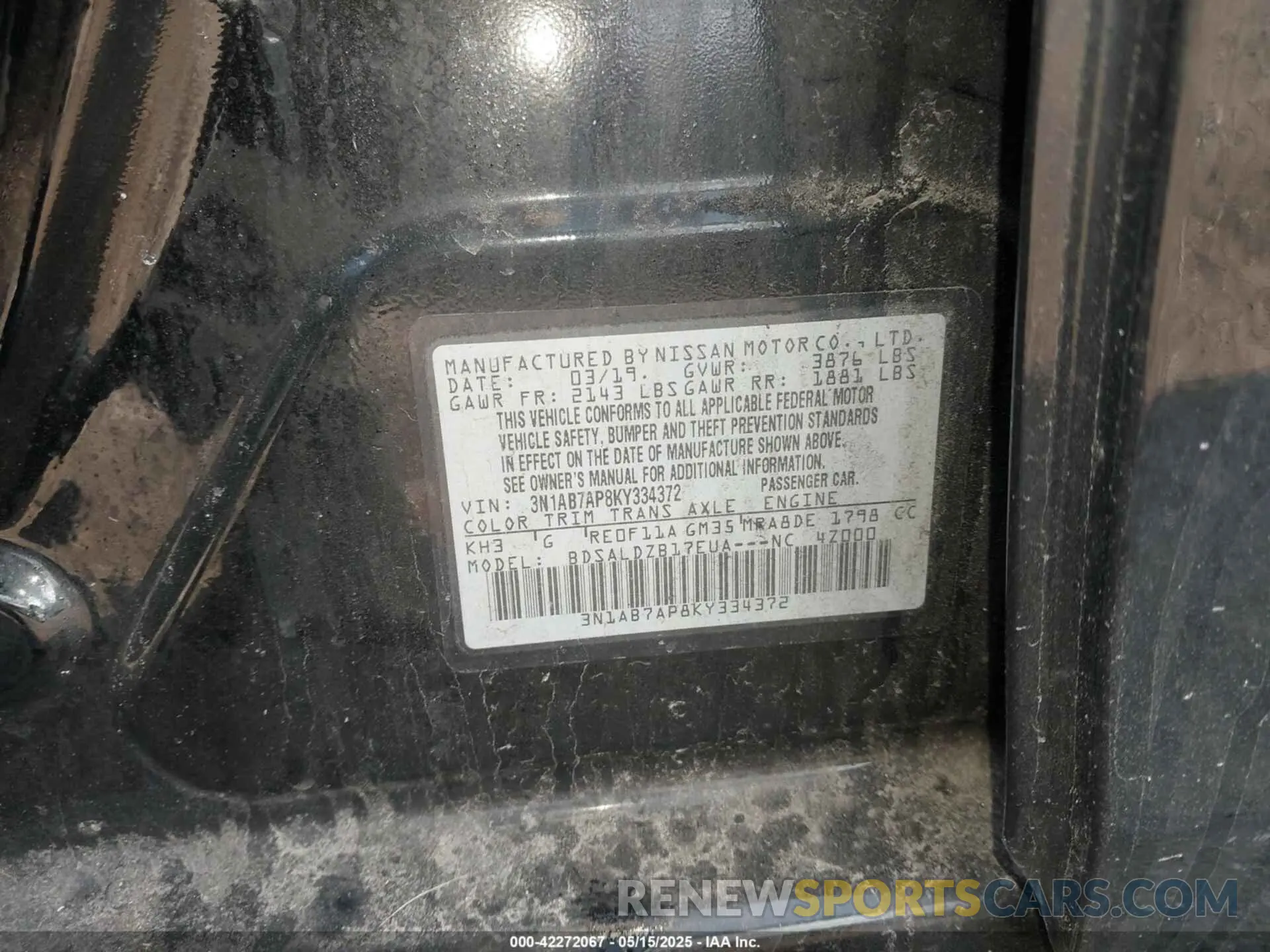 9 Photograph of a damaged car 3N1AB7AP8KY334372 NISSAN SENTRA 2019