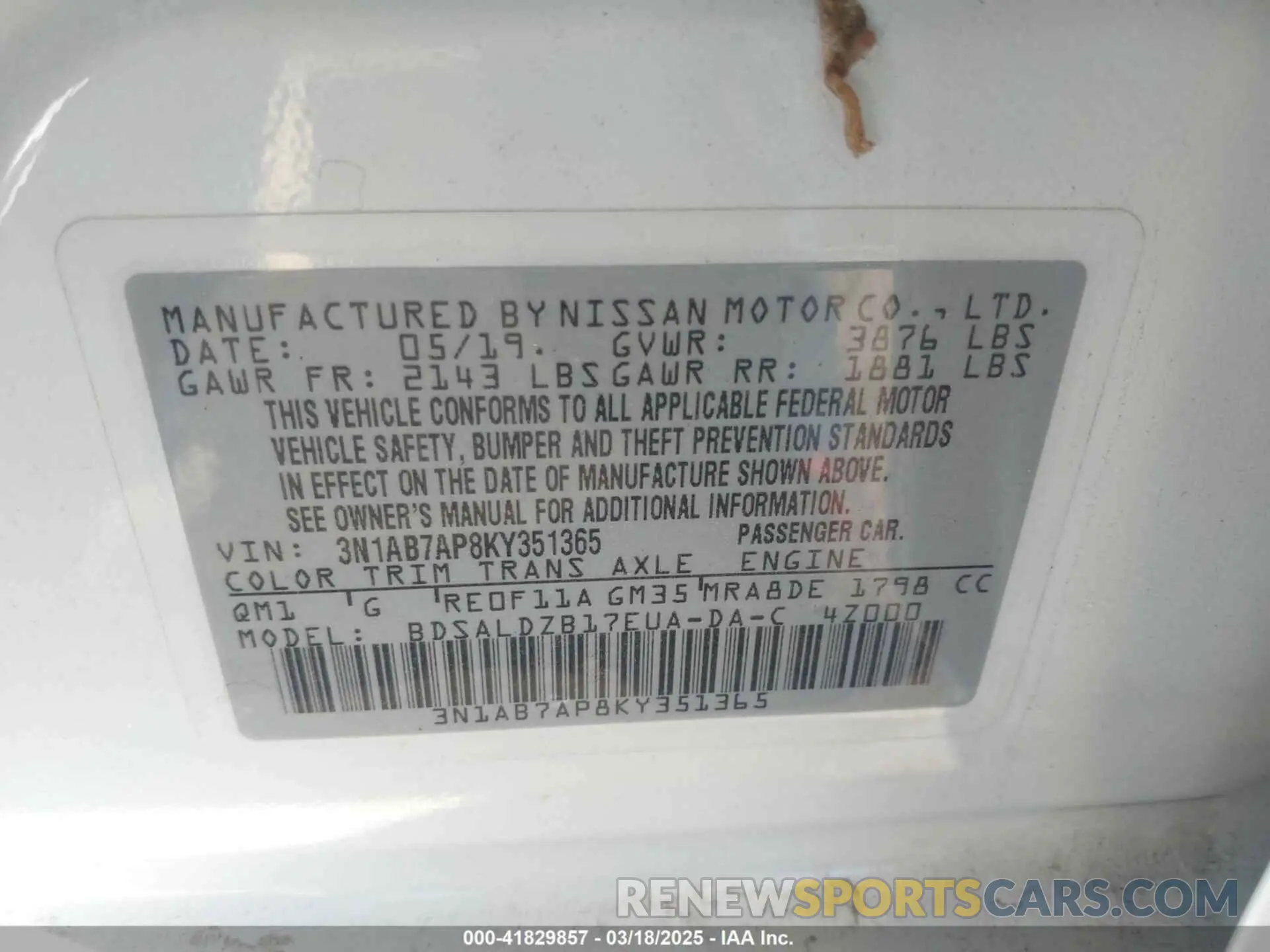 9 Photograph of a damaged car 3N1AB7AP8KY351365 NISSAN SENTRA 2019