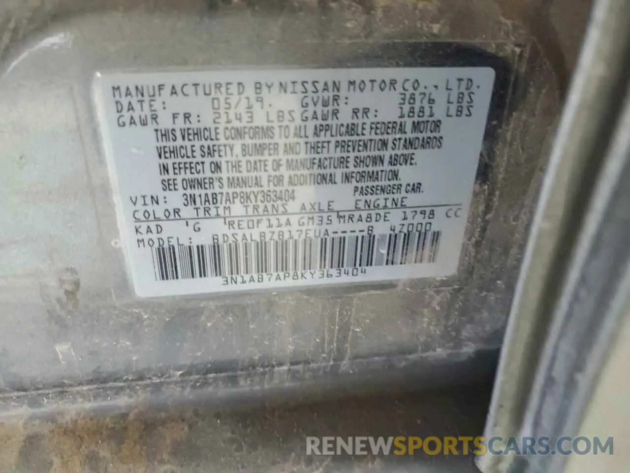 12 Photograph of a damaged car 3N1AB7AP8KY363404 NISSAN SENTRA 2019