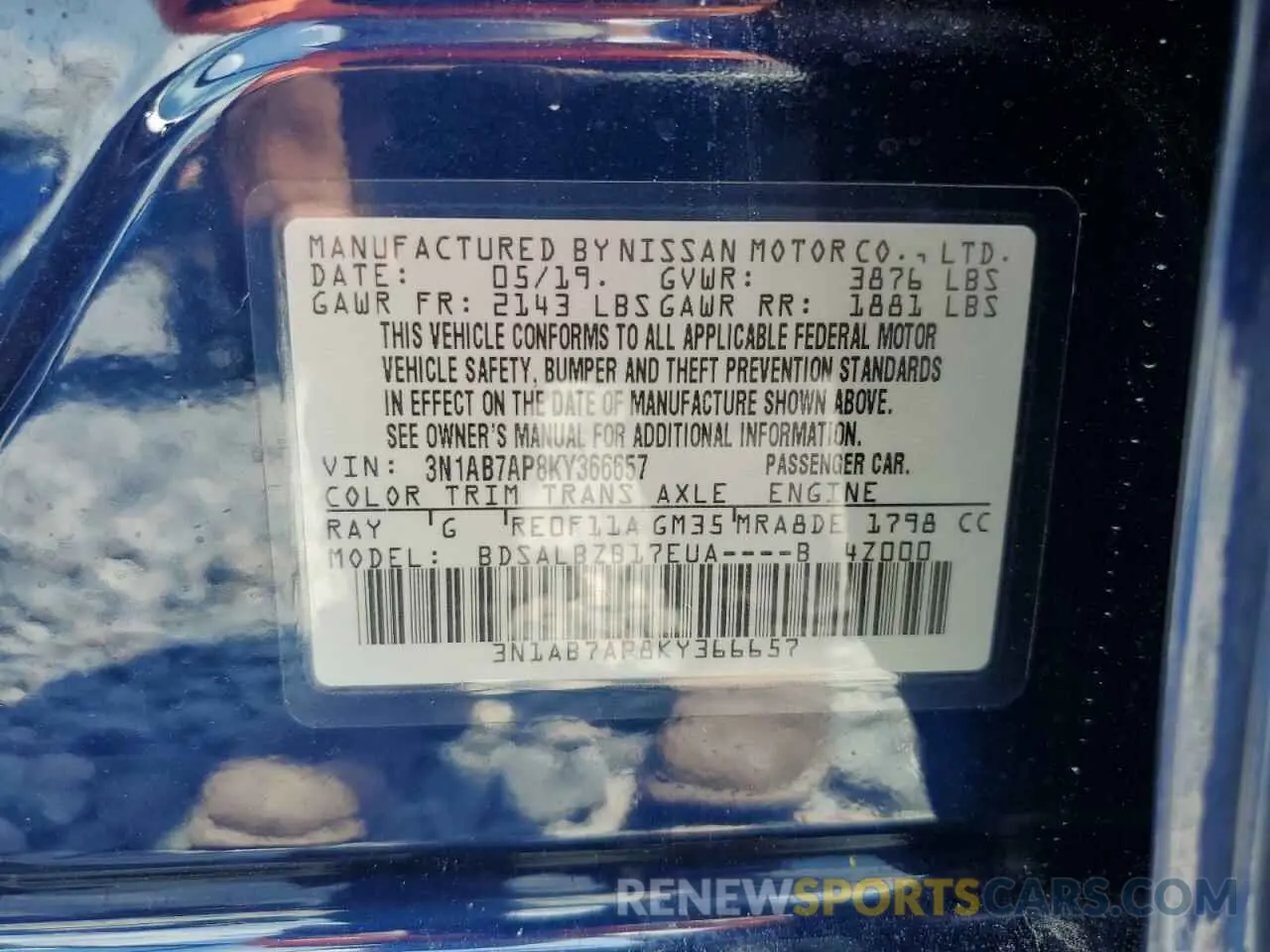 12 Photograph of a damaged car 3N1AB7AP8KY366657 NISSAN SENTRA 2019