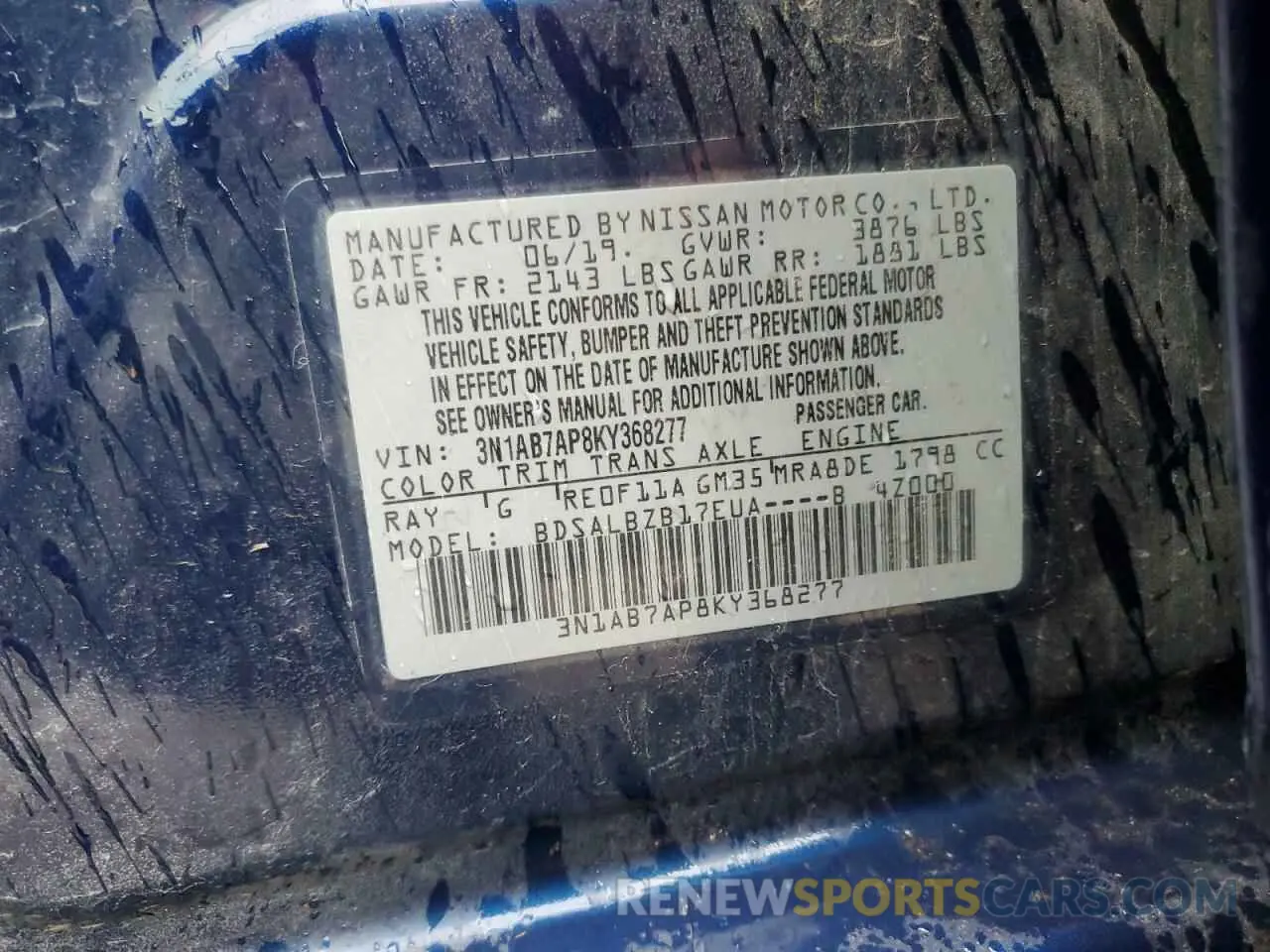 12 Photograph of a damaged car 3N1AB7AP8KY368277 NISSAN SENTRA 2019