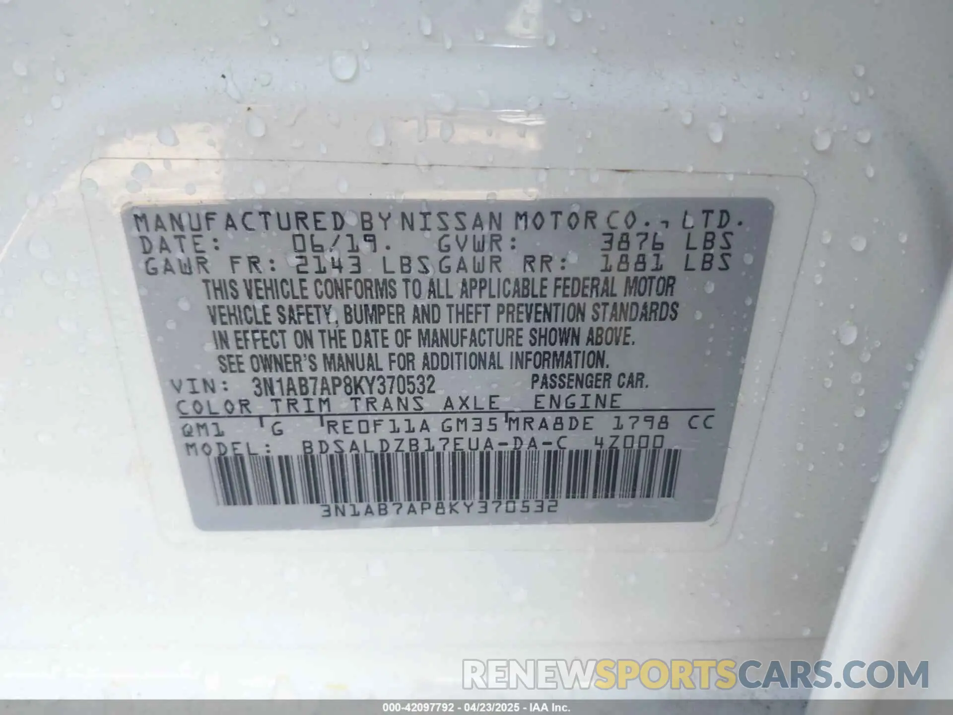 9 Photograph of a damaged car 3N1AB7AP8KY370532 NISSAN SENTRA 2019