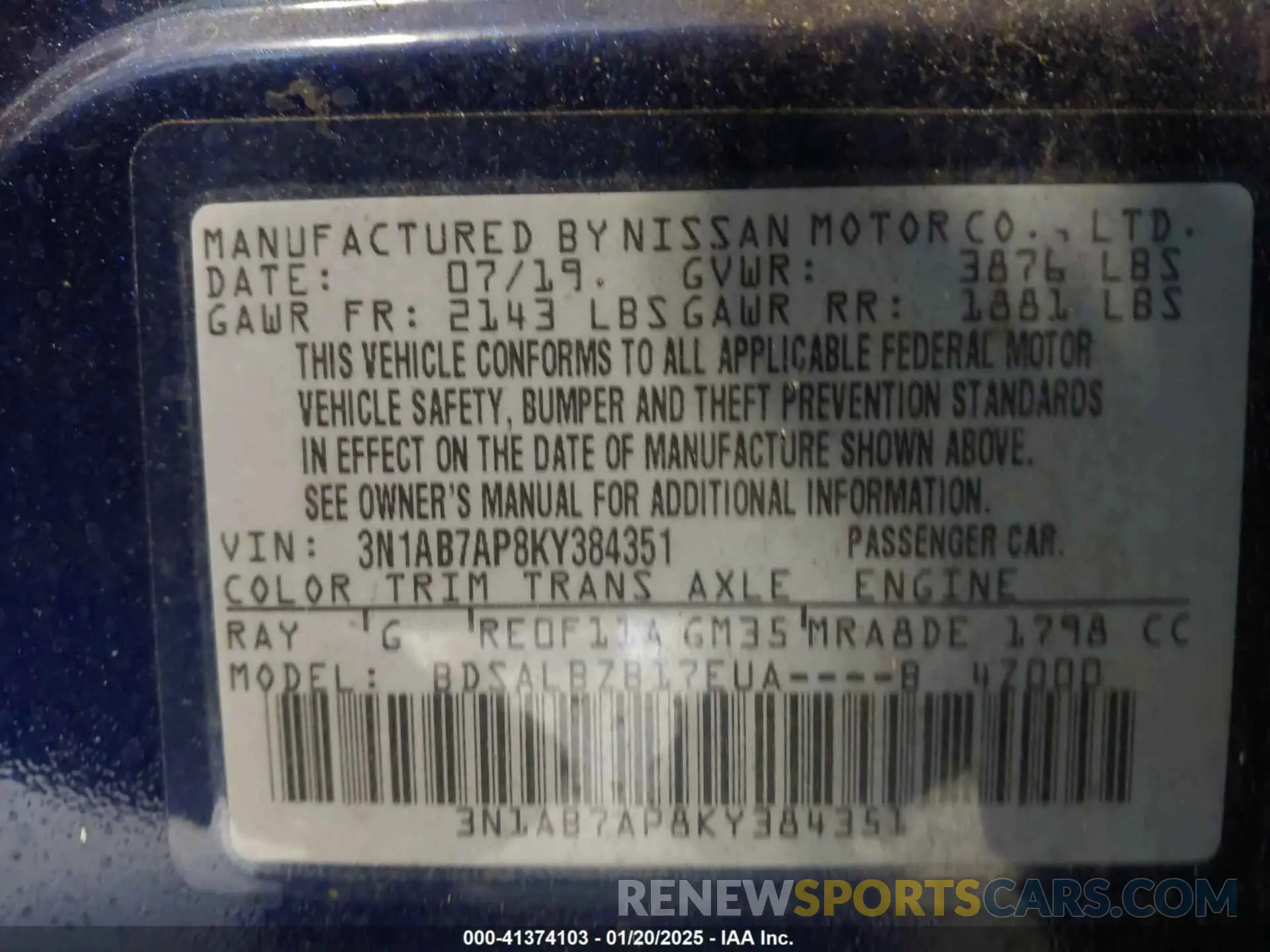 9 Photograph of a damaged car 3N1AB7AP8KY384351 NISSAN SENTRA 2019