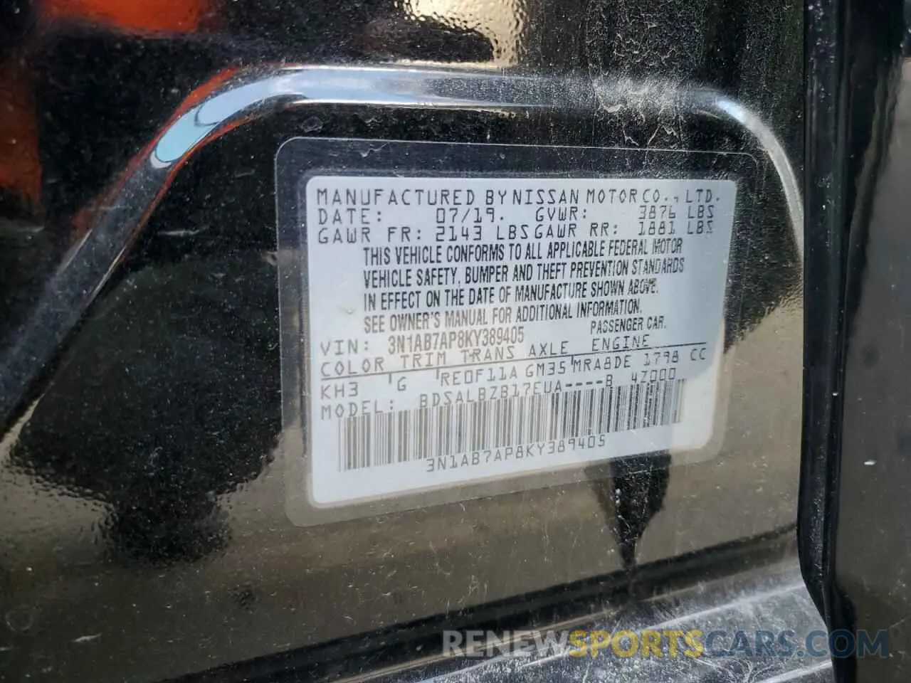 12 Photograph of a damaged car 3N1AB7AP8KY389405 NISSAN SENTRA 2019