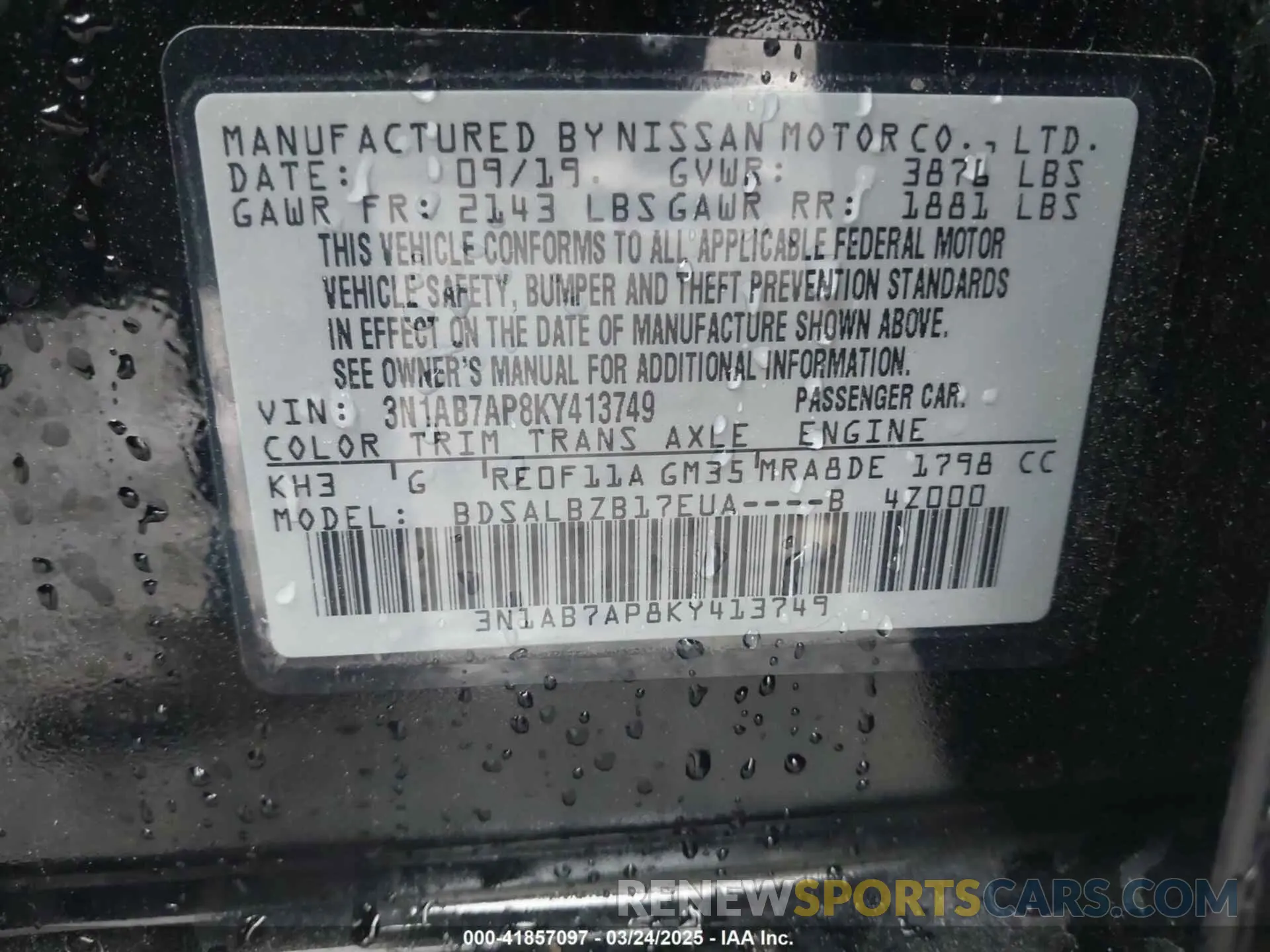 9 Photograph of a damaged car 3N1AB7AP8KY413749 NISSAN SENTRA 2019