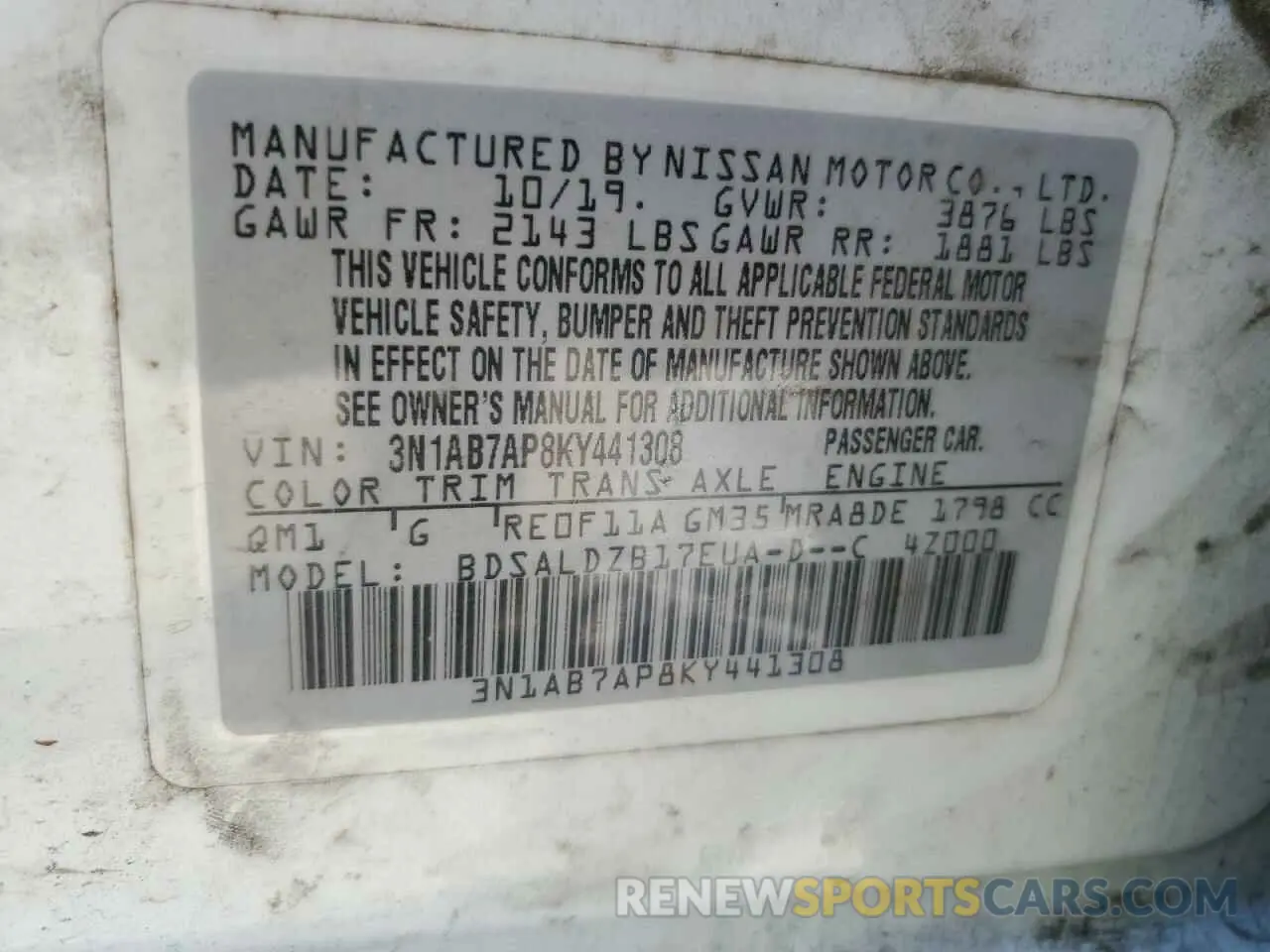 15 Photograph of a damaged car 3N1AB7AP8KY441308 NISSAN SENTRA 2019
