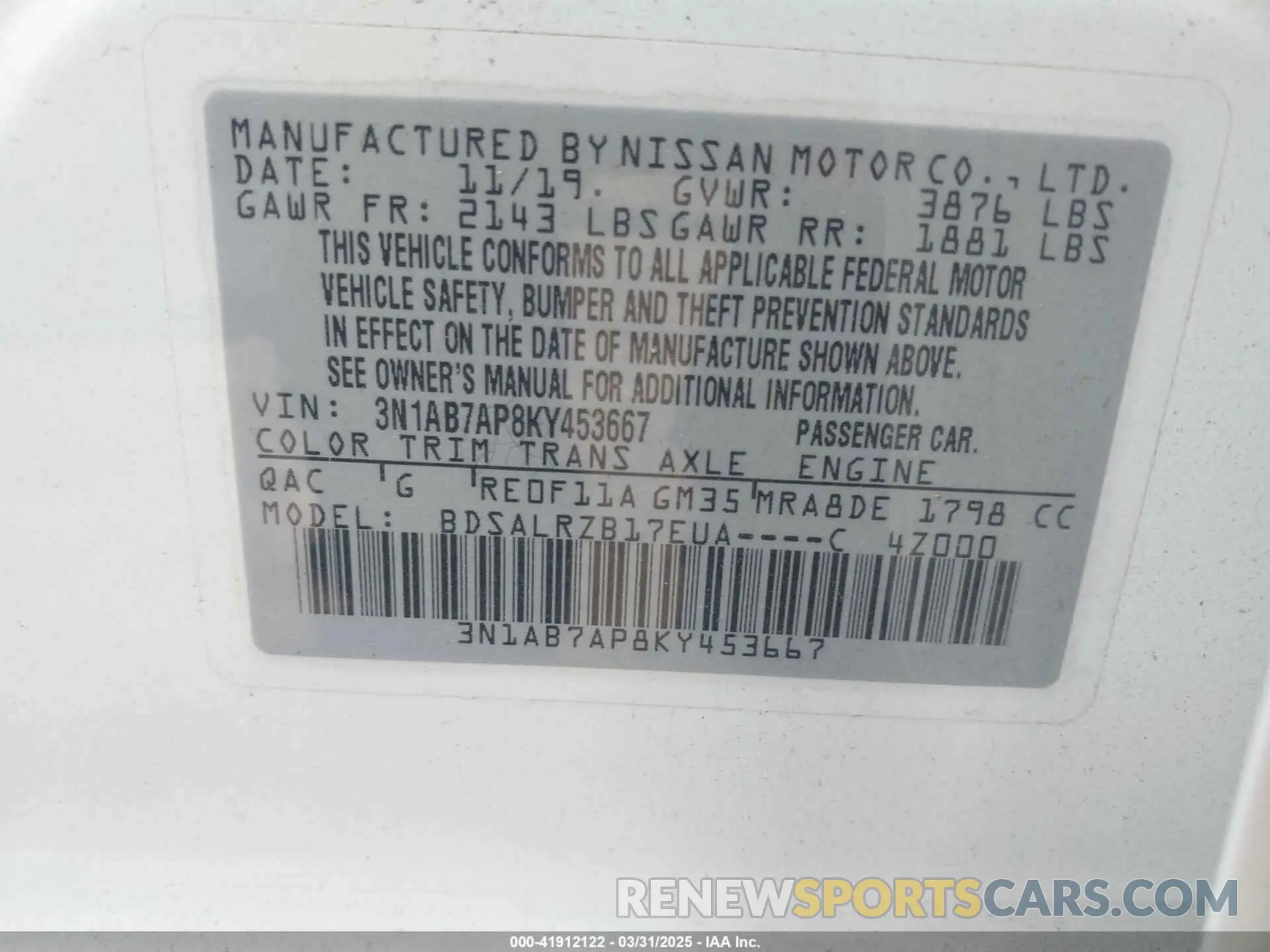 9 Photograph of a damaged car 3N1AB7AP8KY453667 NISSAN SENTRA 2019
