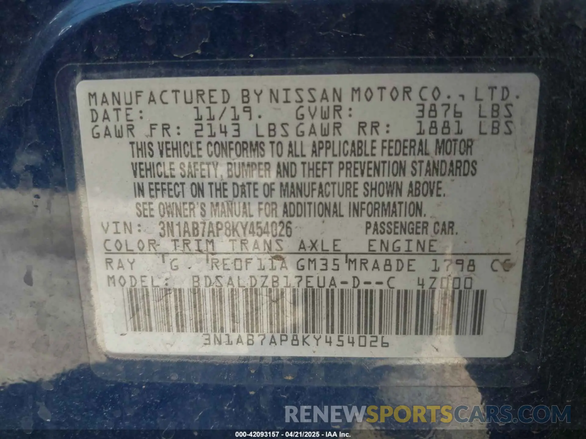 9 Photograph of a damaged car 3N1AB7AP8KY454026 NISSAN SENTRA 2019