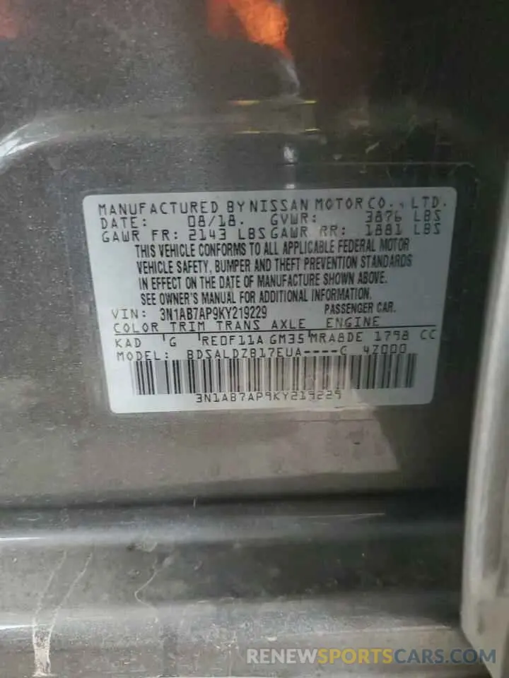 12 Photograph of a damaged car 3N1AB7AP9KY219229 NISSAN SENTRA 2019