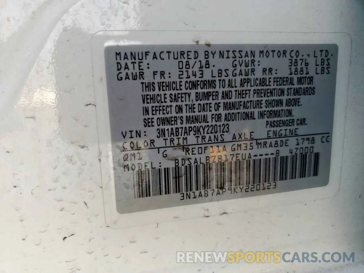 12 Photograph of a damaged car 3N1AB7AP9KY220123 NISSAN SENTRA 2019
