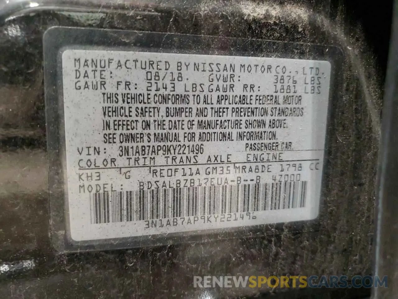 12 Photograph of a damaged car 3N1AB7AP9KY221496 NISSAN SENTRA 2019