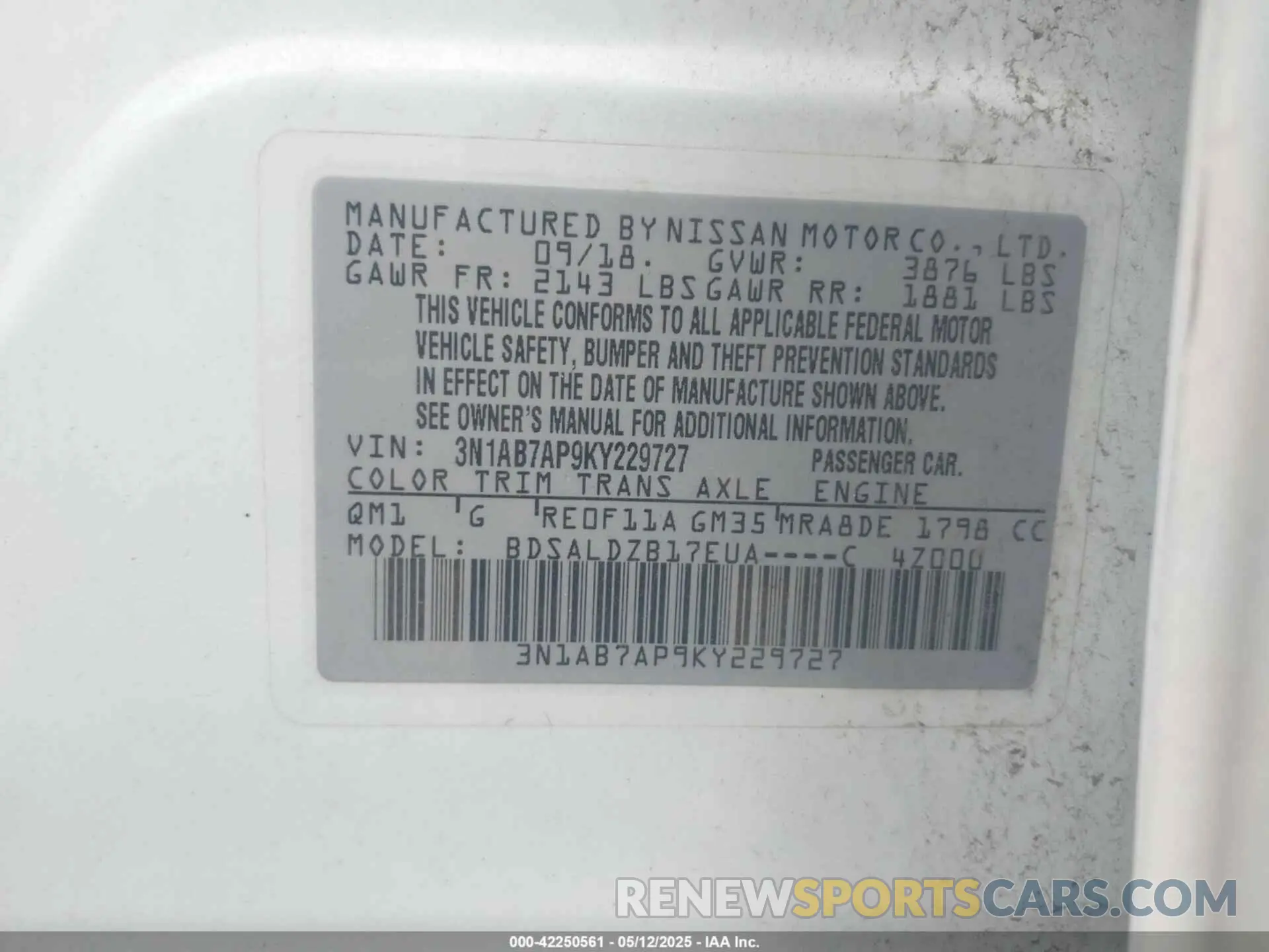 9 Photograph of a damaged car 3N1AB7AP9KY229727 NISSAN SENTRA 2019