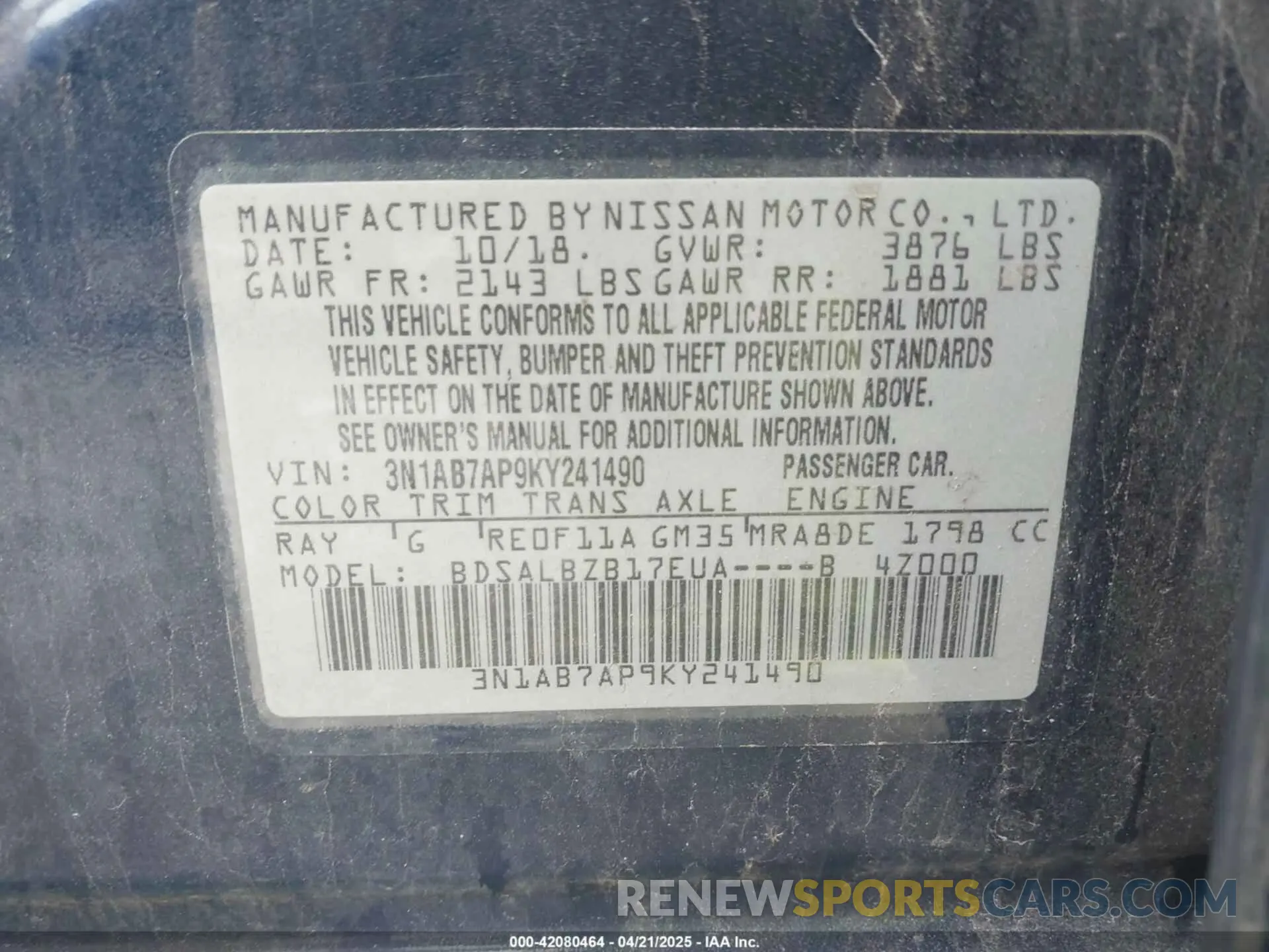 9 Photograph of a damaged car 3N1AB7AP9KY241490 NISSAN SENTRA 2019