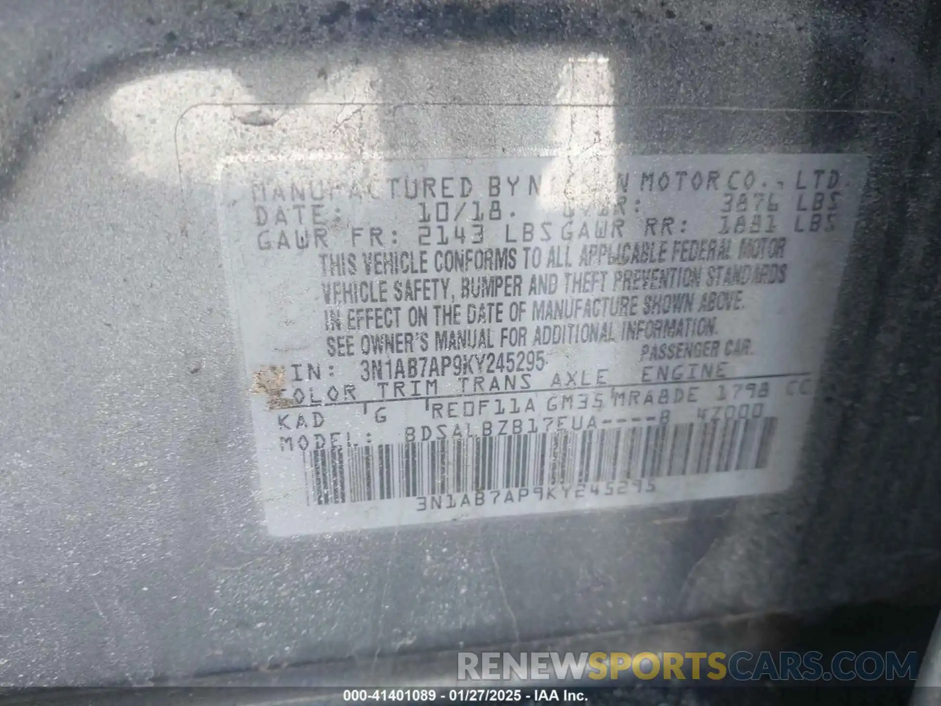 9 Photograph of a damaged car 3N1AB7AP9KY245295 NISSAN SENTRA 2019