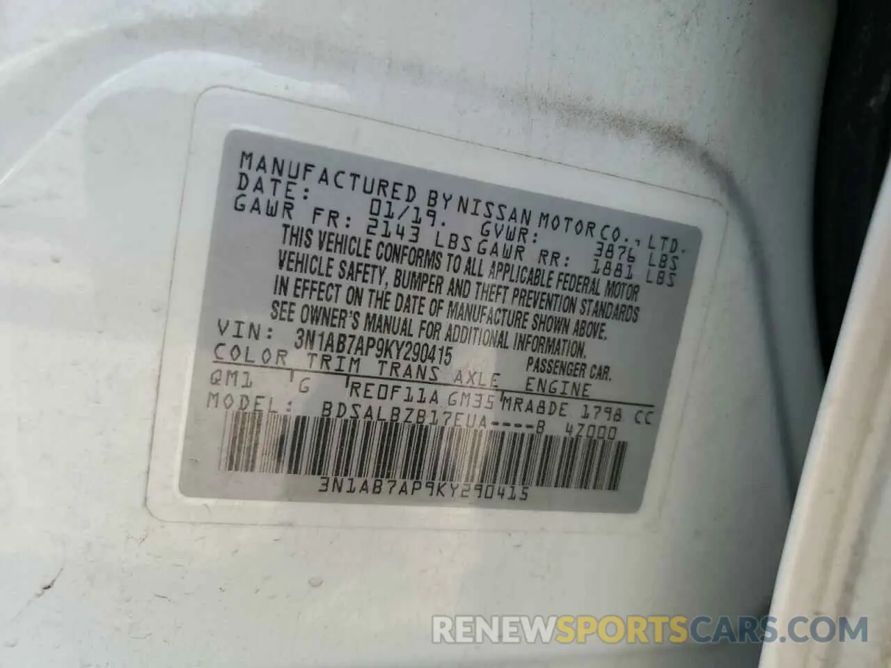 13 Photograph of a damaged car 3N1AB7AP9KY290415 NISSAN SENTRA 2019