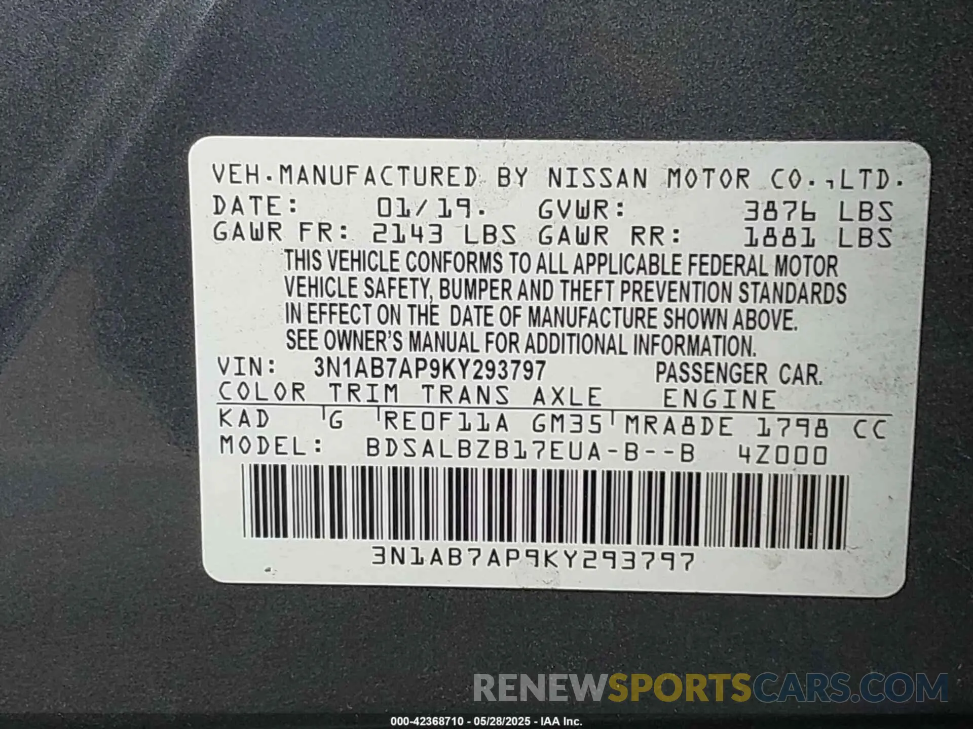 9 Photograph of a damaged car 3N1AB7AP9KY293797 NISSAN SENTRA 2019