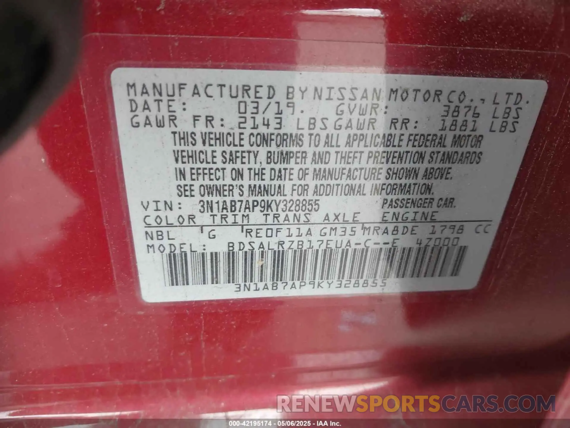 9 Photograph of a damaged car 3N1AB7AP9KY328855 NISSAN SENTRA 2019