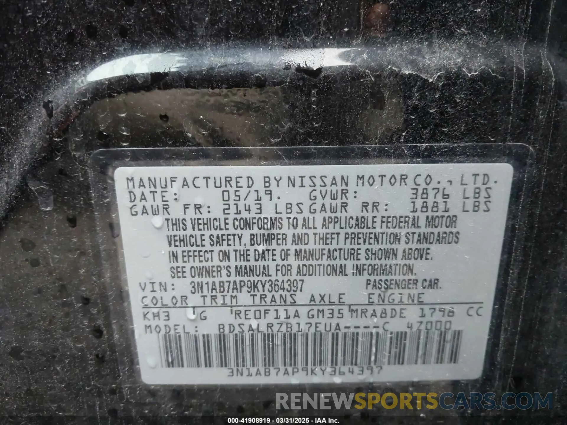 9 Photograph of a damaged car 3N1AB7AP9KY364397 NISSAN SENTRA 2019