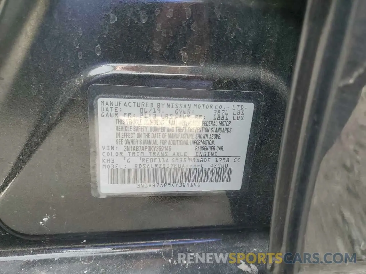 12 Photograph of a damaged car 3N1AB7AP9KY369146 NISSAN SENTRA 2019