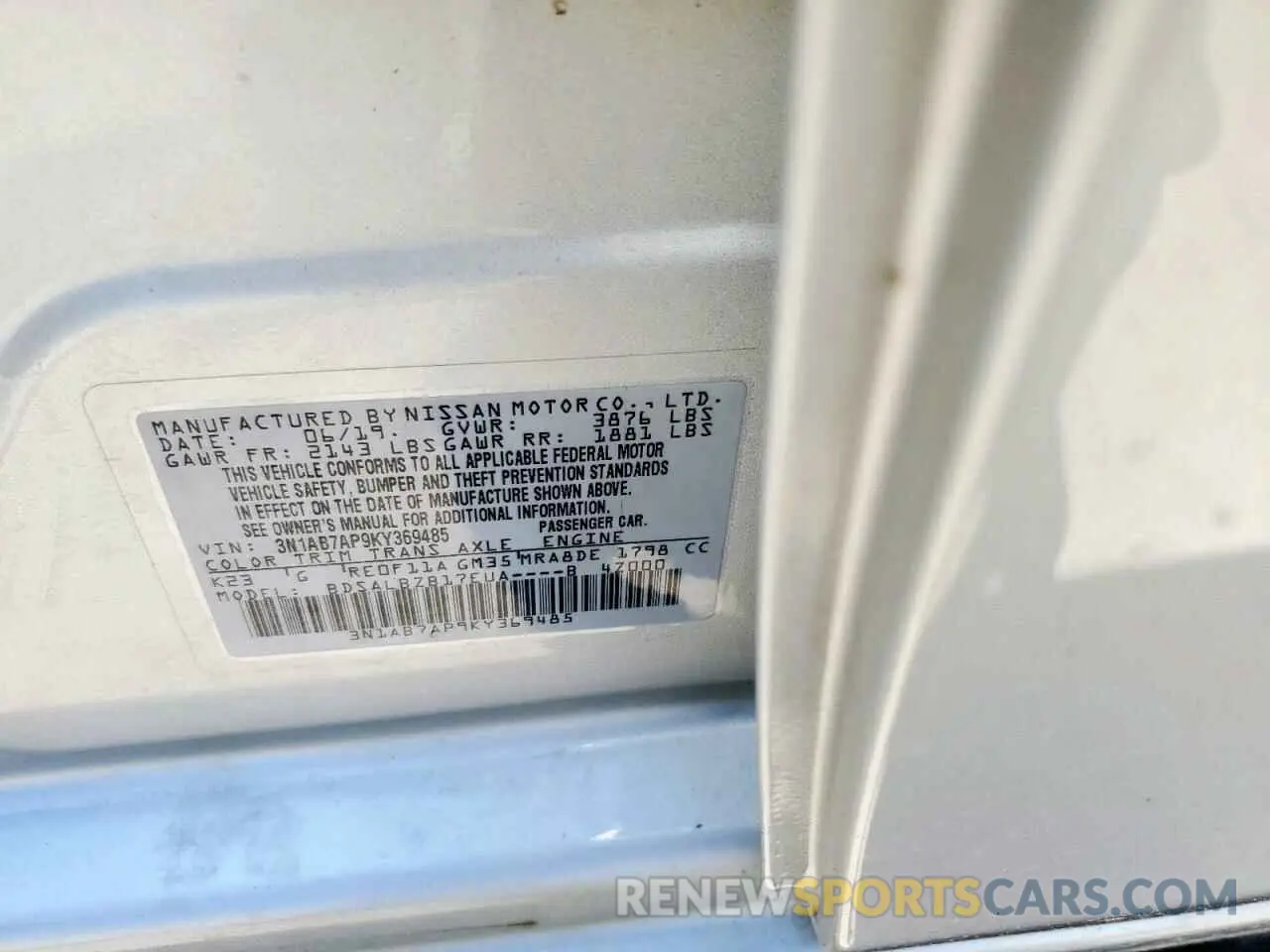 12 Photograph of a damaged car 3N1AB7AP9KY369485 NISSAN SENTRA 2019
