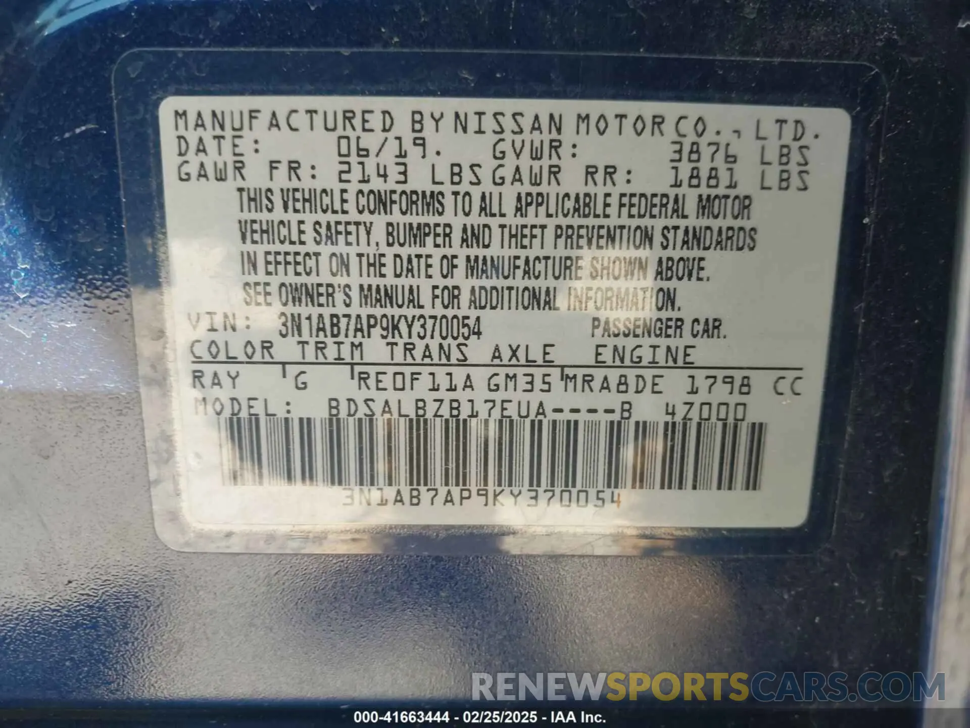 9 Photograph of a damaged car 3N1AB7AP9KY370054 NISSAN SENTRA 2019