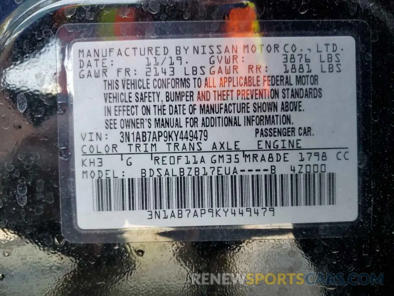 12 Photograph of a damaged car 3N1AB7AP9KY449479 NISSAN SENTRA 2019