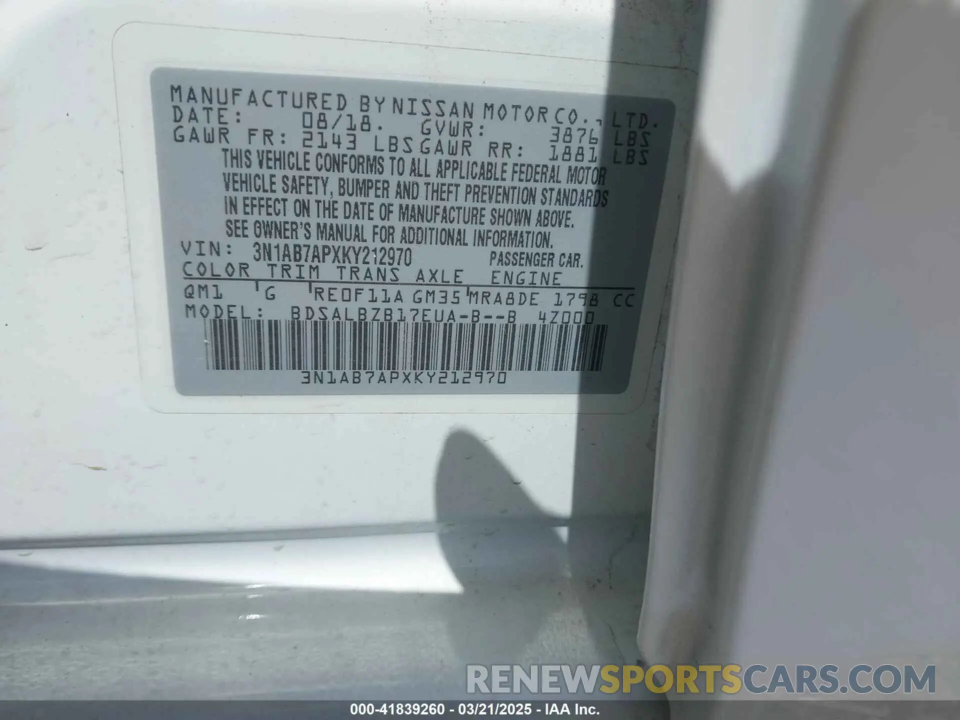 9 Photograph of a damaged car 3N1AB7APXKY212970 NISSAN SENTRA 2019