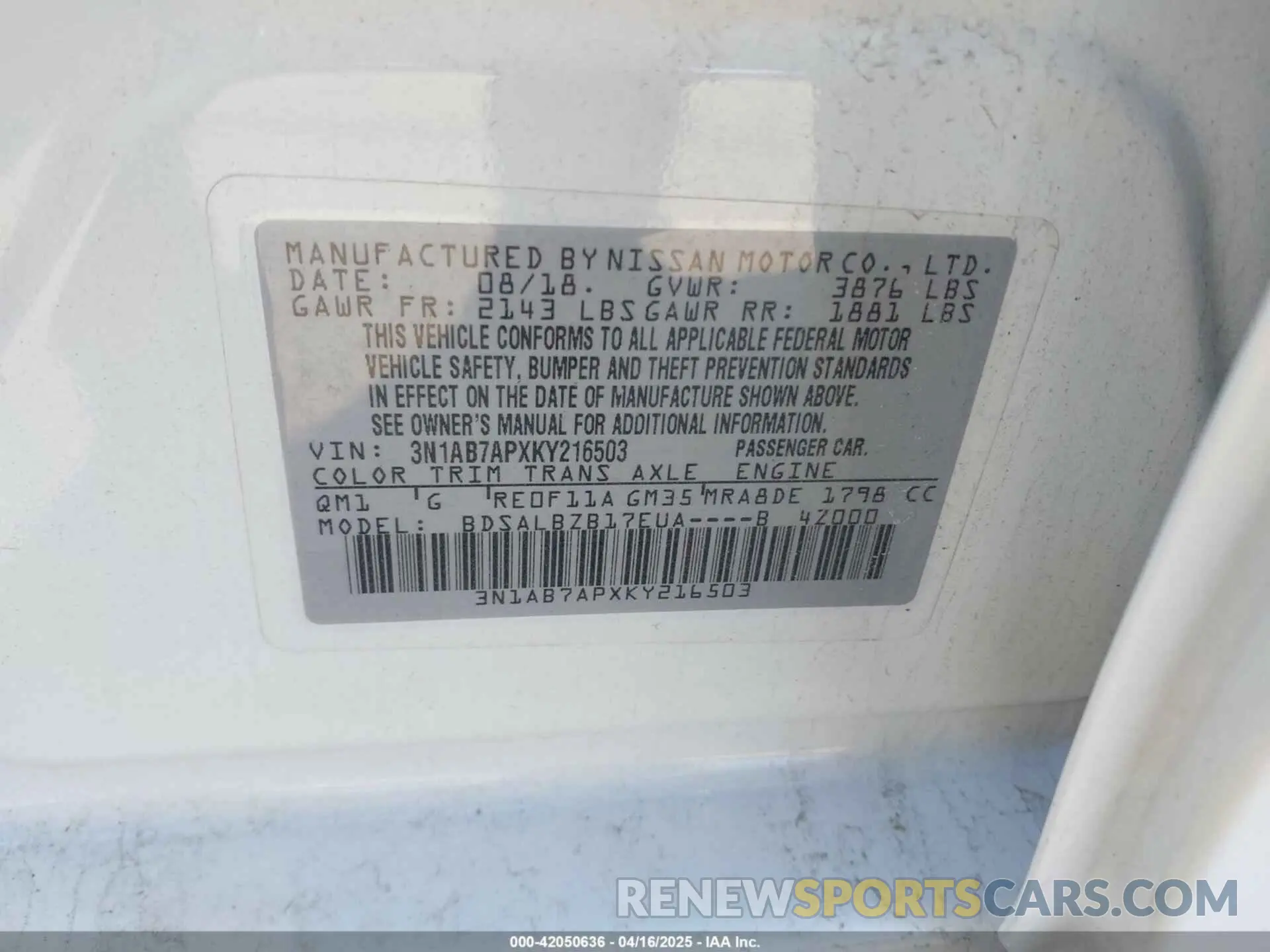 9 Photograph of a damaged car 3N1AB7APXKY216503 NISSAN SENTRA 2019